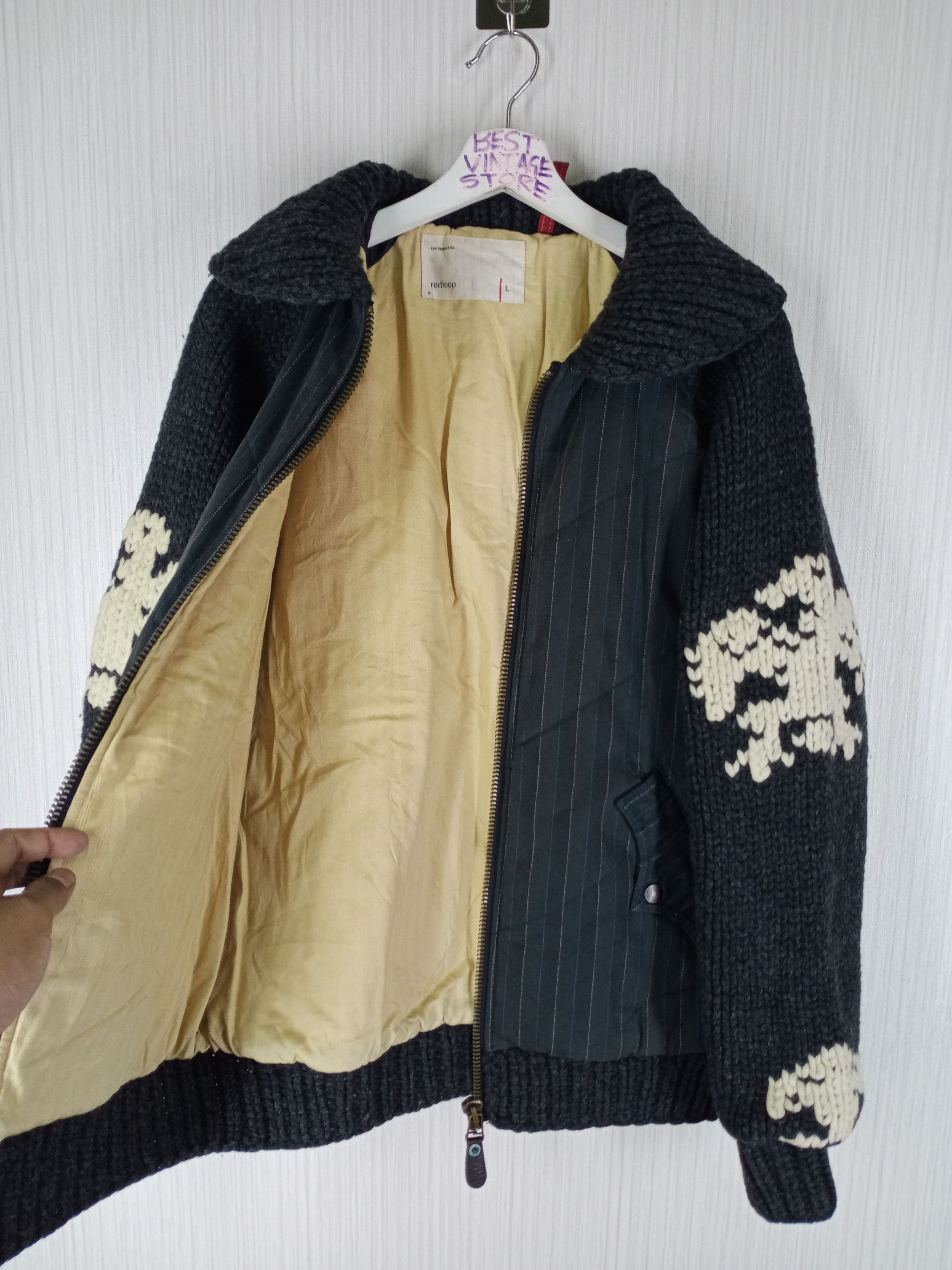 Levi's Vintage Levi's Red Loop Knit Sleeve Bomber Jacket Size US L / EU 52-54 / 3 - 3 Thumbnail