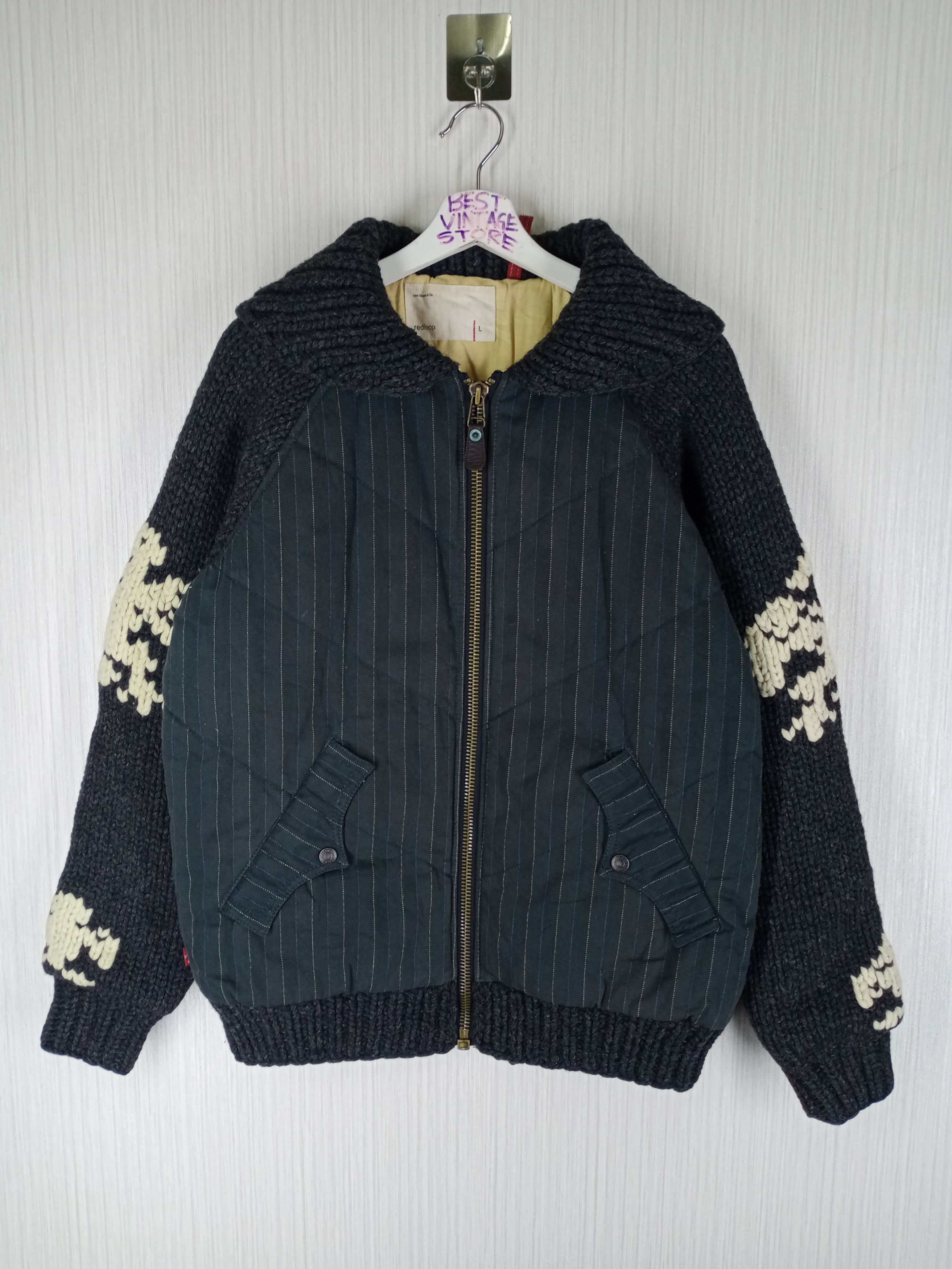Levi's Vintage Levi's Red Loop Knit Sleeve Bomber Jacket Size US L / EU 52-54 / 3 - 1 Thumbnail