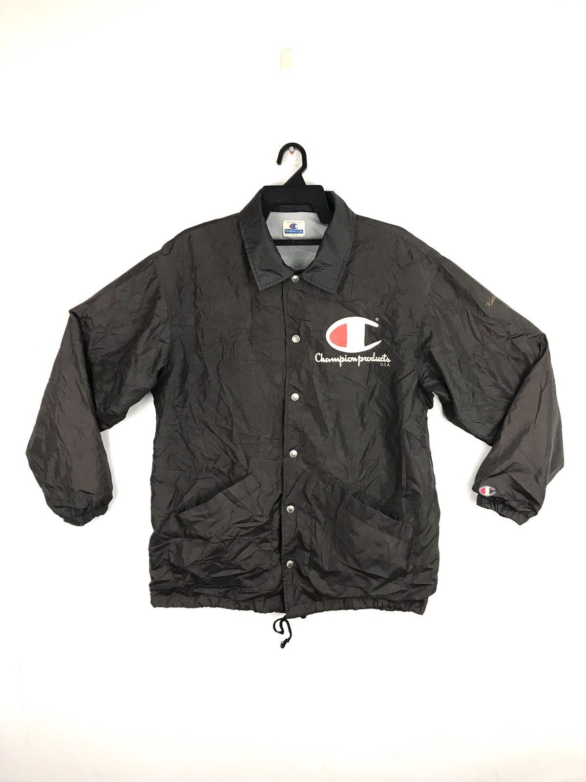 champion lined black coaches jacket