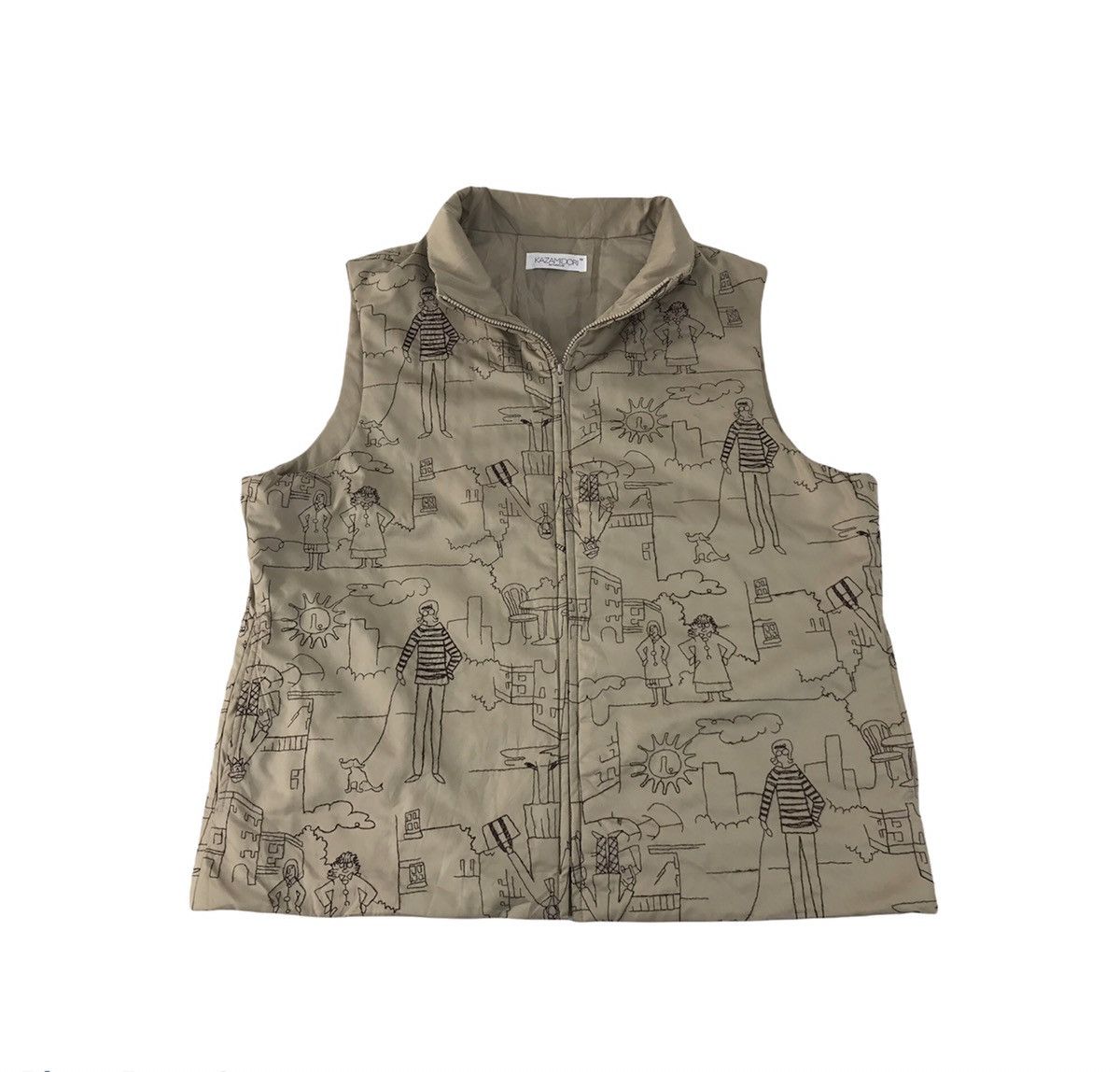 Japanese Brand × Vintage Kazamidori Quilted Padded Sleeveless Vest Jacket Popart Size US M / EU 48-50 / 2 - 1 Thumbnail