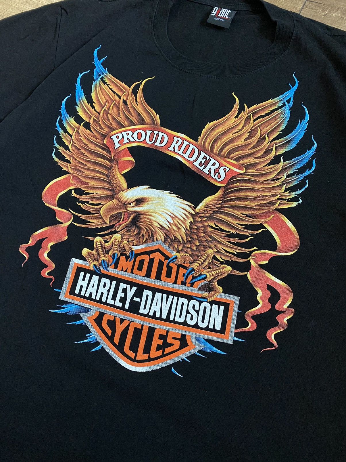 Giant Vintage Giant Harley Davidson Motorcycle Eagle T Shirt Size US XL / EU 56 / 4 - 4 Thumbnail