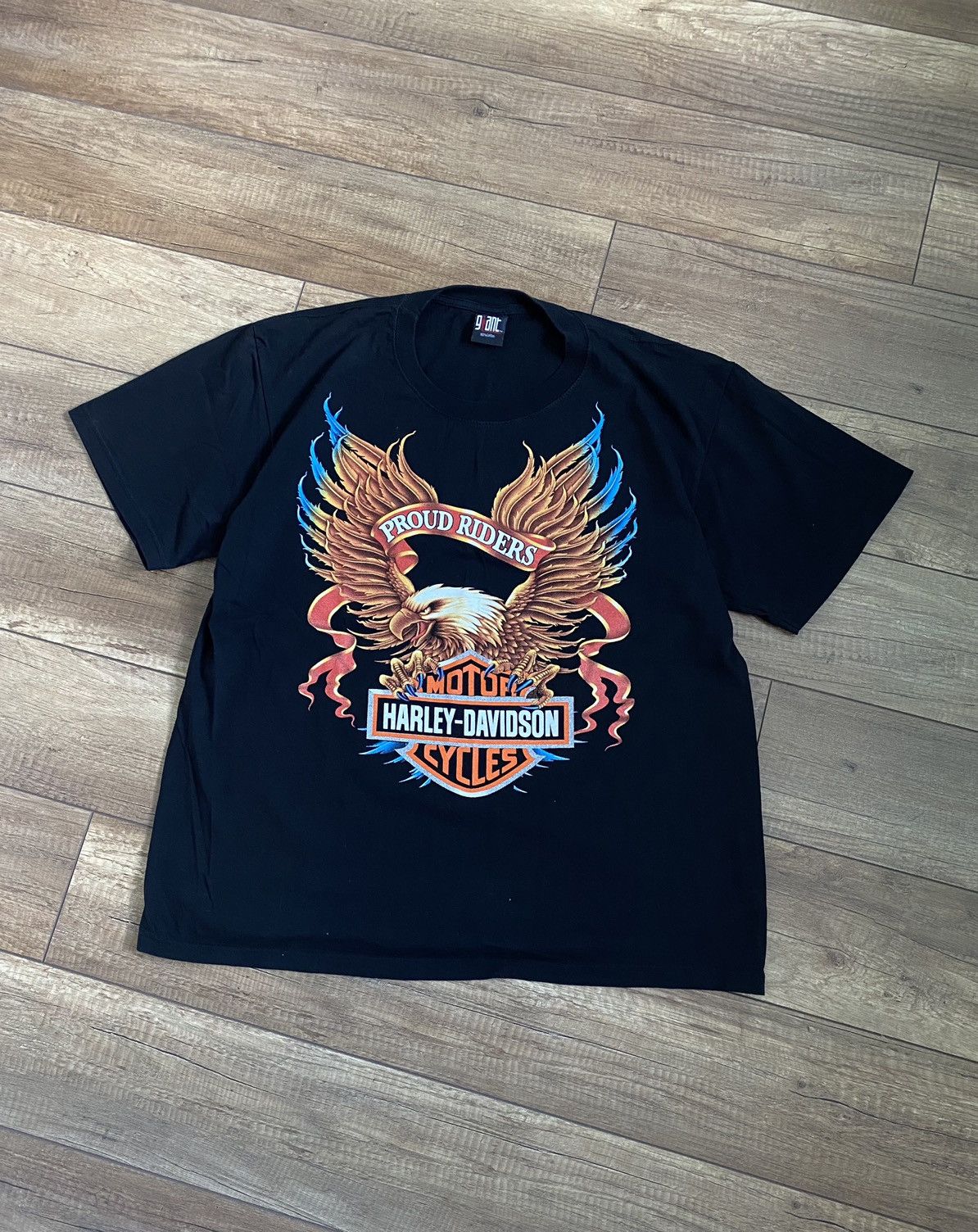Giant Vintage Giant Harley Davidson Motorcycle Eagle T Shirt Size US XL / EU 56 / 4 - 3 Thumbnail