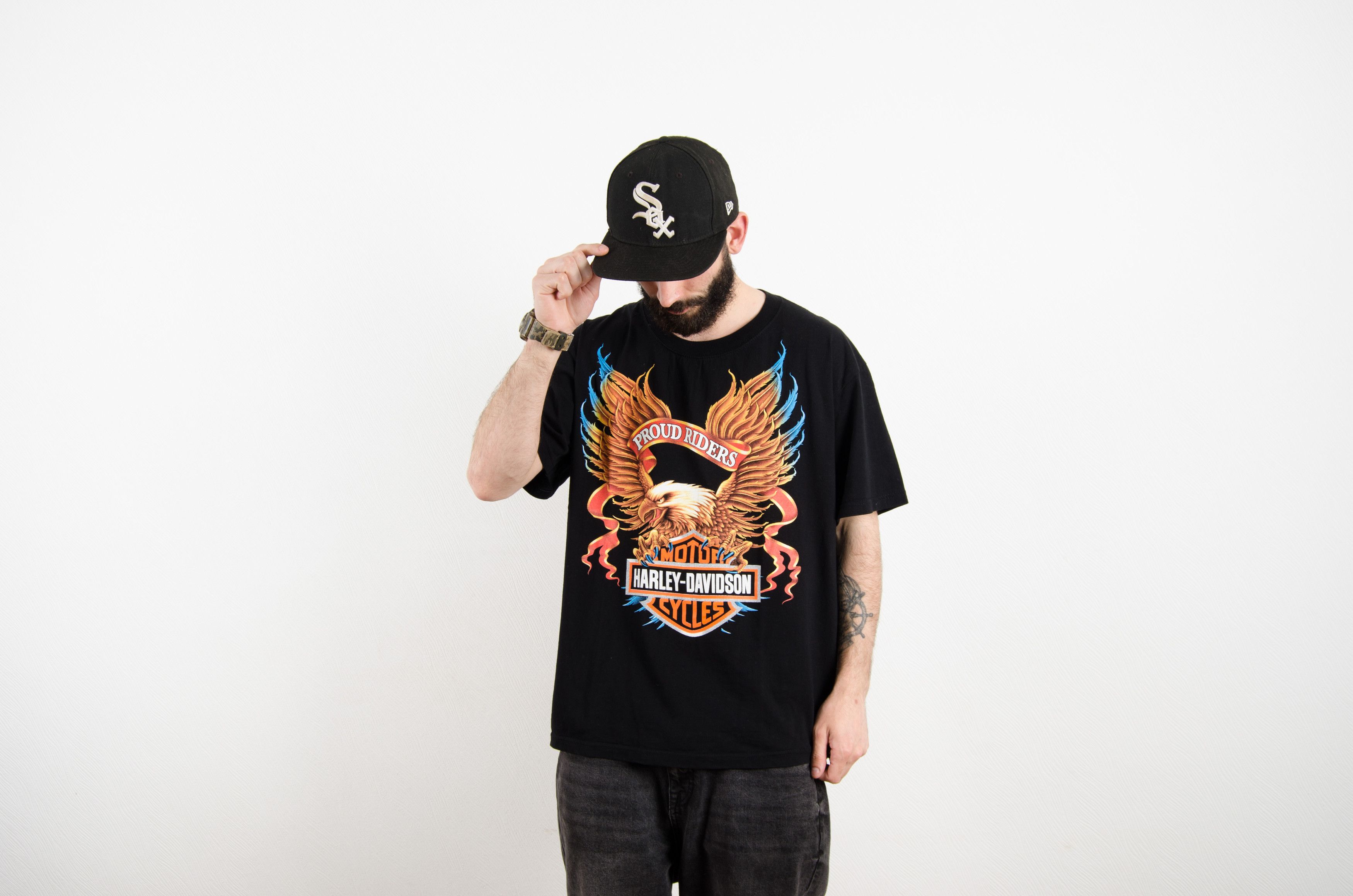 Giant Vintage Giant Harley Davidson Motorcycle Eagle T Shirt Size US XL / EU 56 / 4 - 1 Thumbnail