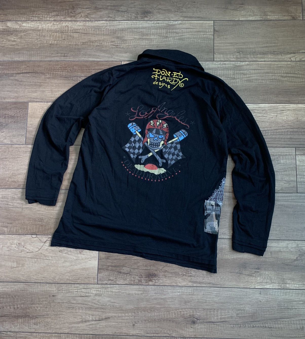 Christian Audigier Vintage Don Ed Hardy Long Sleeve Rugby T Shirt Sweatshirt Size US L / EU 52-54 / 3 - 6 Thumbnail