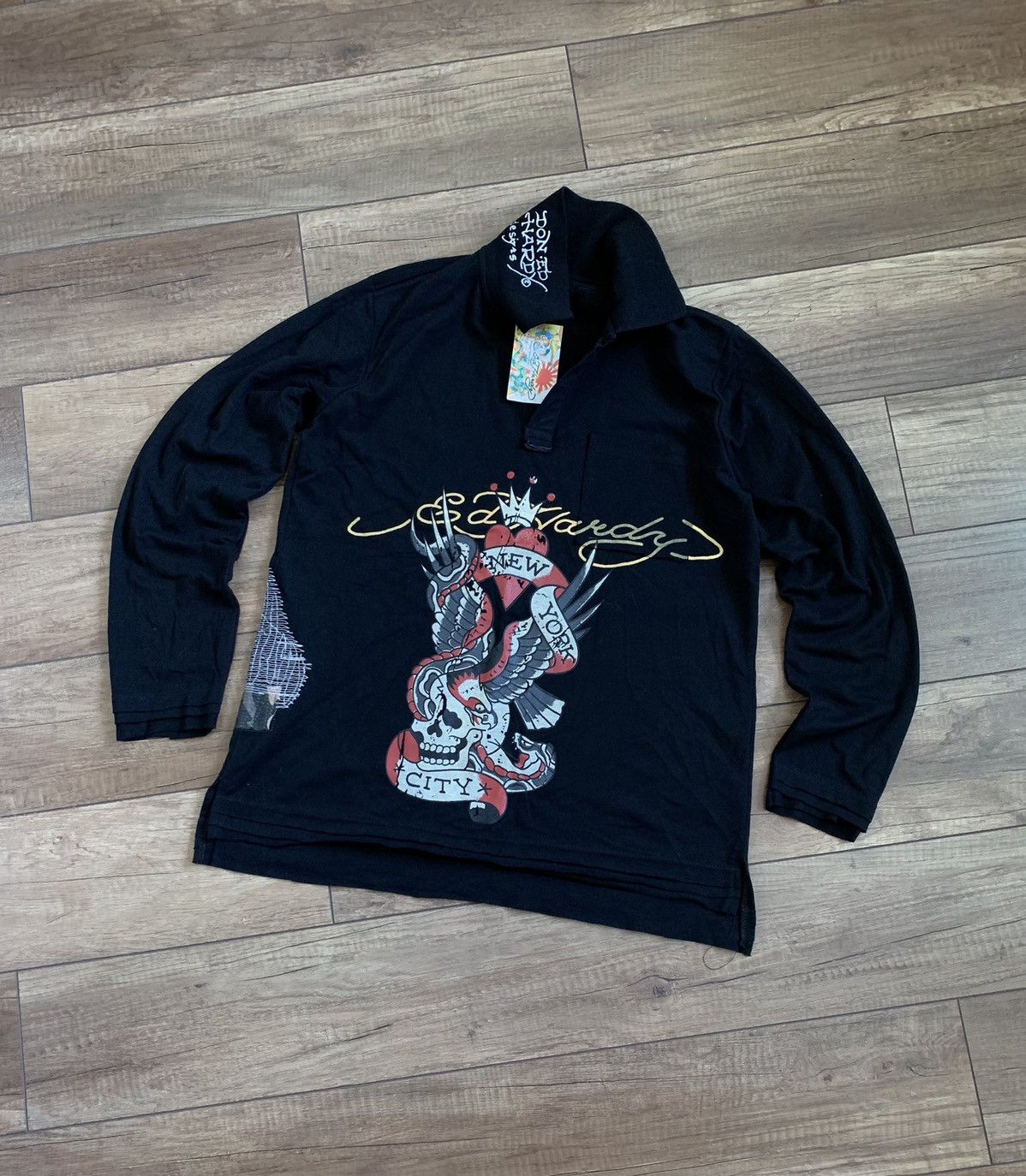 Christian Audigier Vintage Don Ed Hardy Long Sleeve Rugby T Shirt Sweatshirt Size US L / EU 52-54 / 3 - 4 Thumbnail