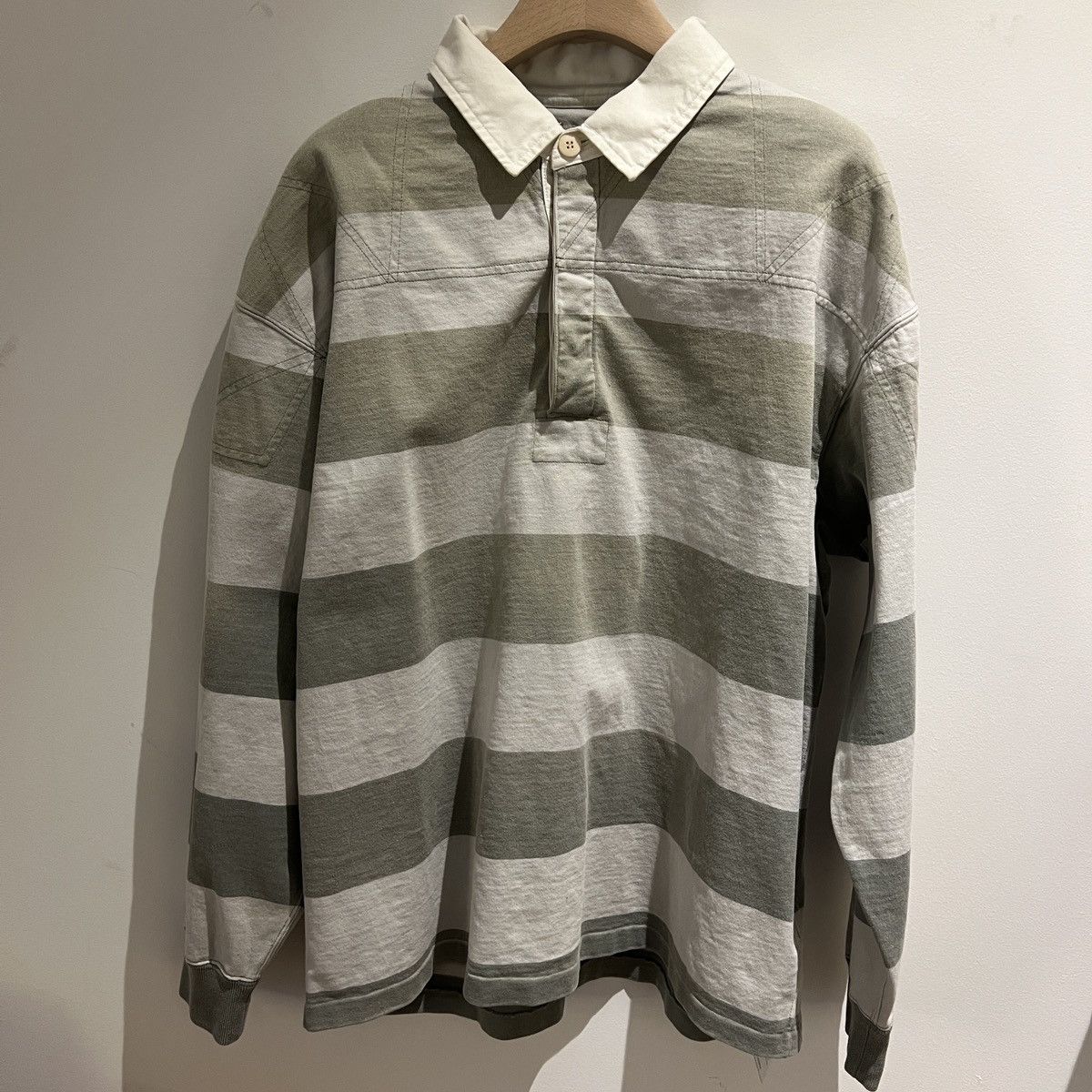 VISVIM ビズビム 品番 0123105010023 LARKHAM L/S RUGGER 23SS 加工 ラガーシャツ 長袖シャツ ライトグリーン サイズ3 正規品 / 30228