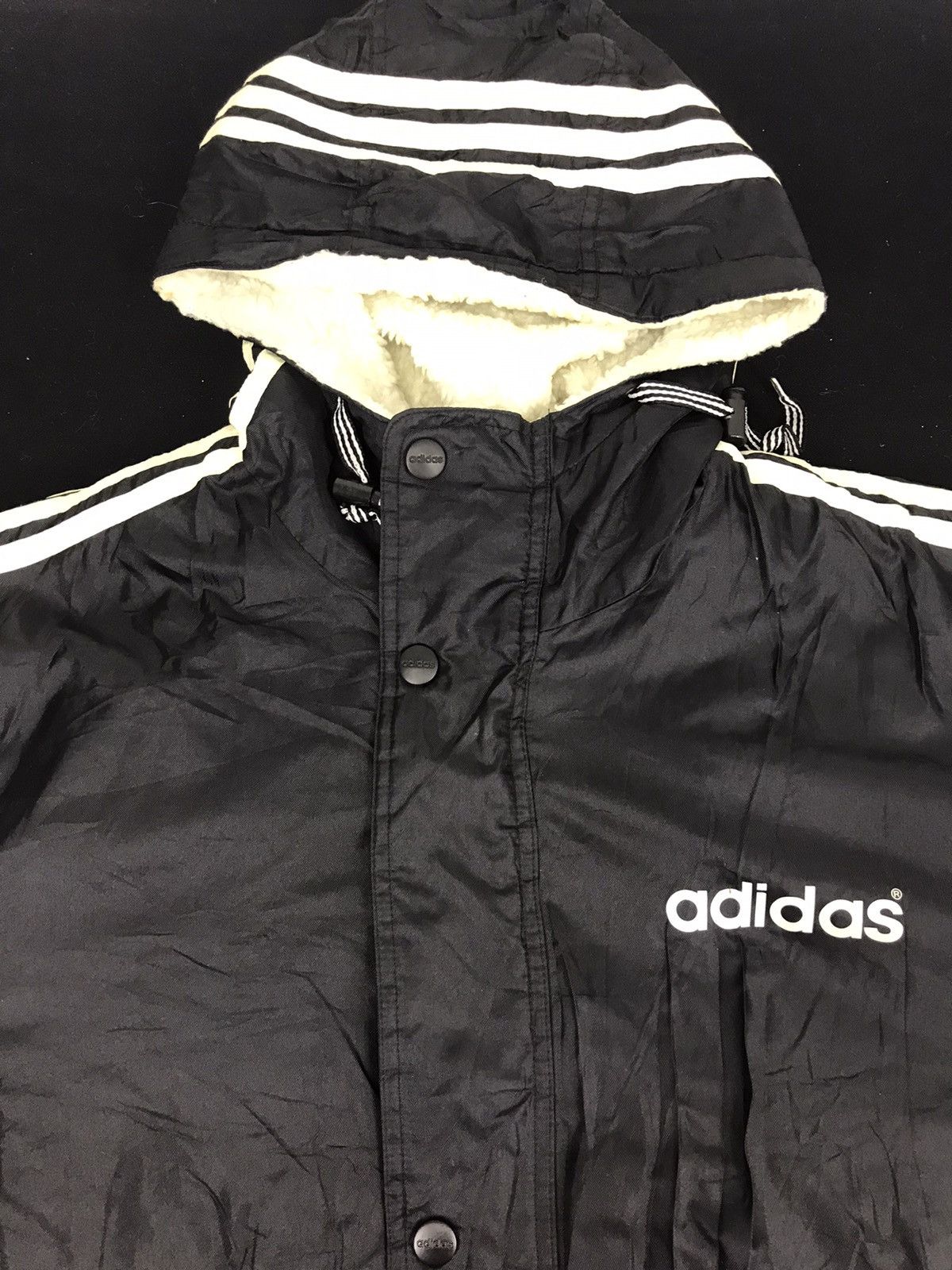 Adidas Vintage 90s Adidas Trefoil Big Logo Padded Parka Jacket Size US L / EU 52-54 / 3 - 3 Thumbnail