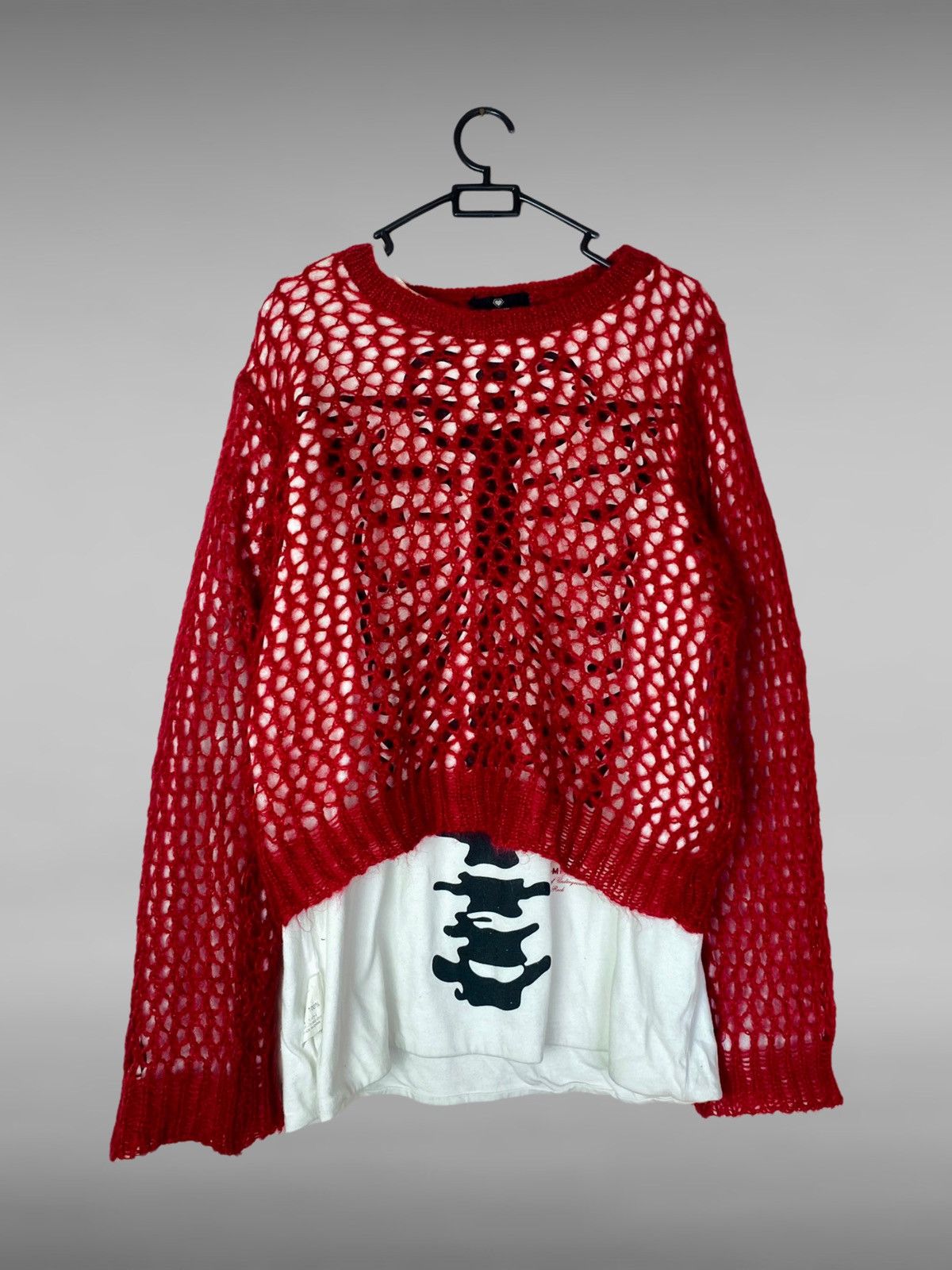 Japanese Brand 1980s Super Lovers Open Knitted Mohair Sweater Size US M / EU 48-50 / 2 - 1 Thumbnail