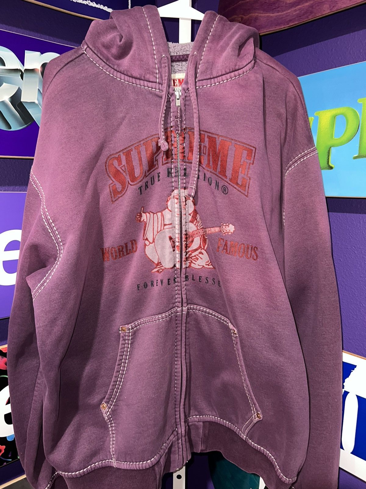 Pre-owned Supreme X True Religion Supreme True Religion Zip Up Hooded Sweatshirt In Purple