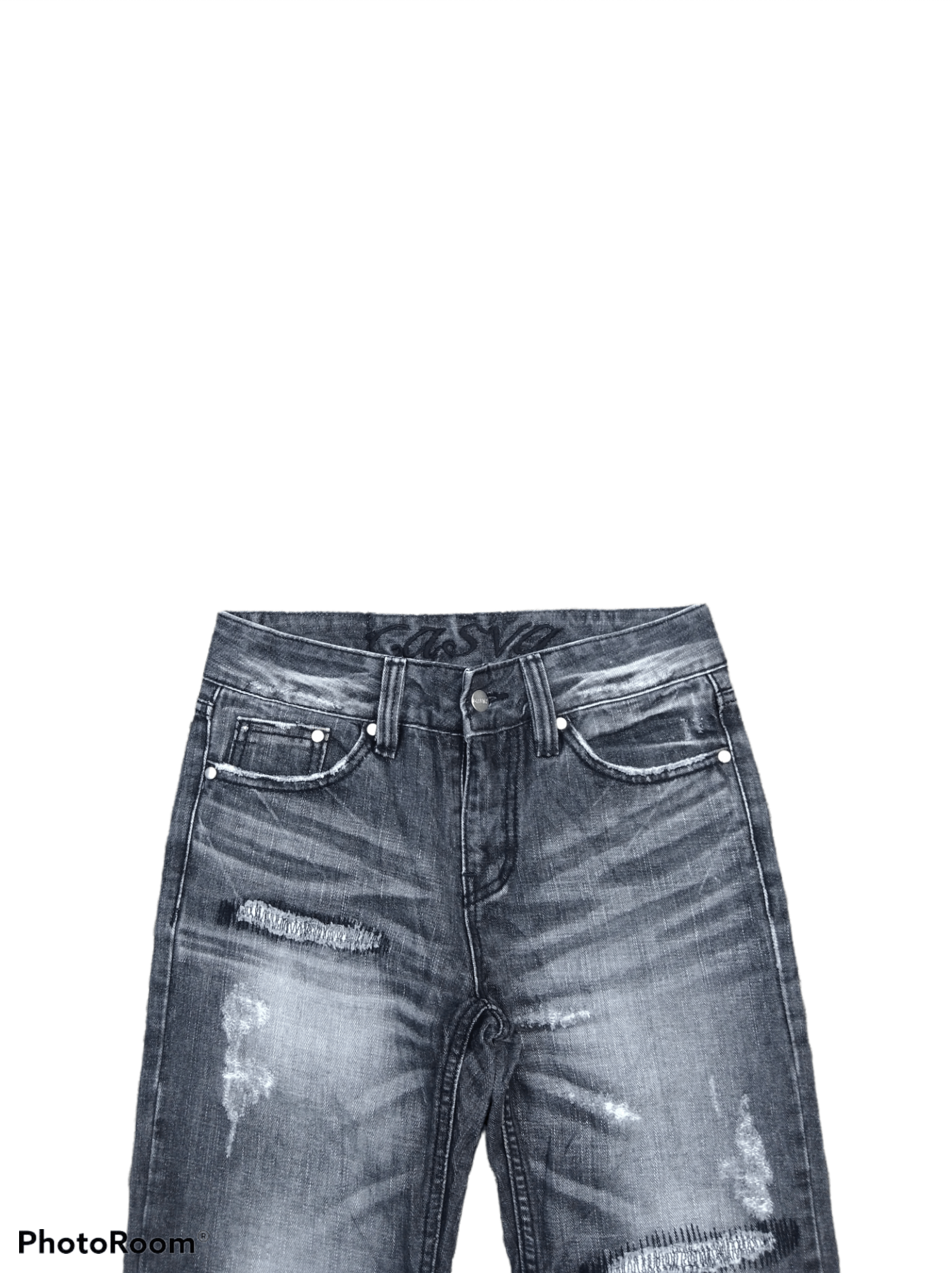 Japanese Brand DiSTRESSED WASHED BLACK CASVA DENIM PANTS Size US 28 / EU 44 - 3 Thumbnail