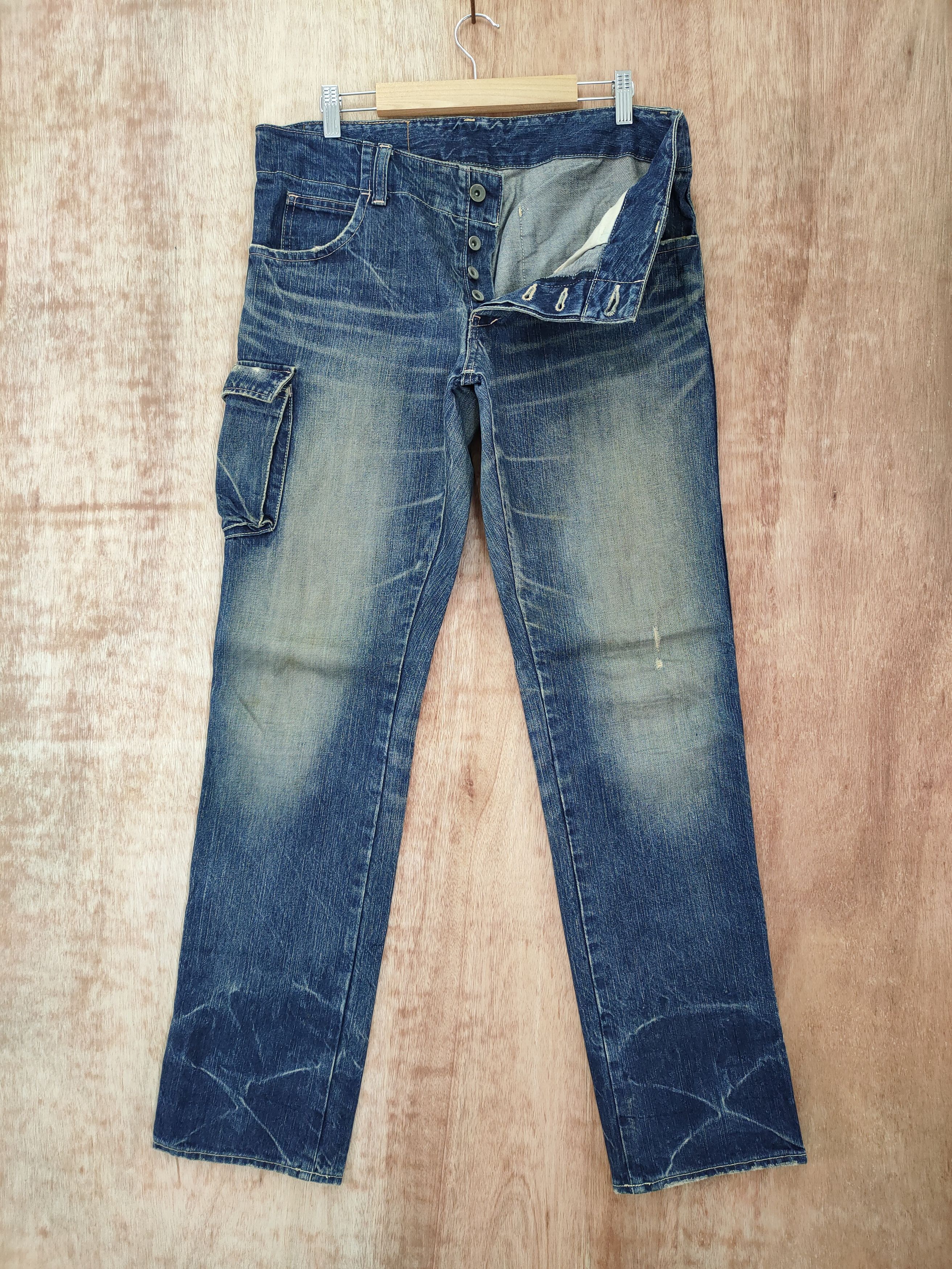 VINTAGE JOHN BULL FADED DENIM JEANS CARGO PANTS