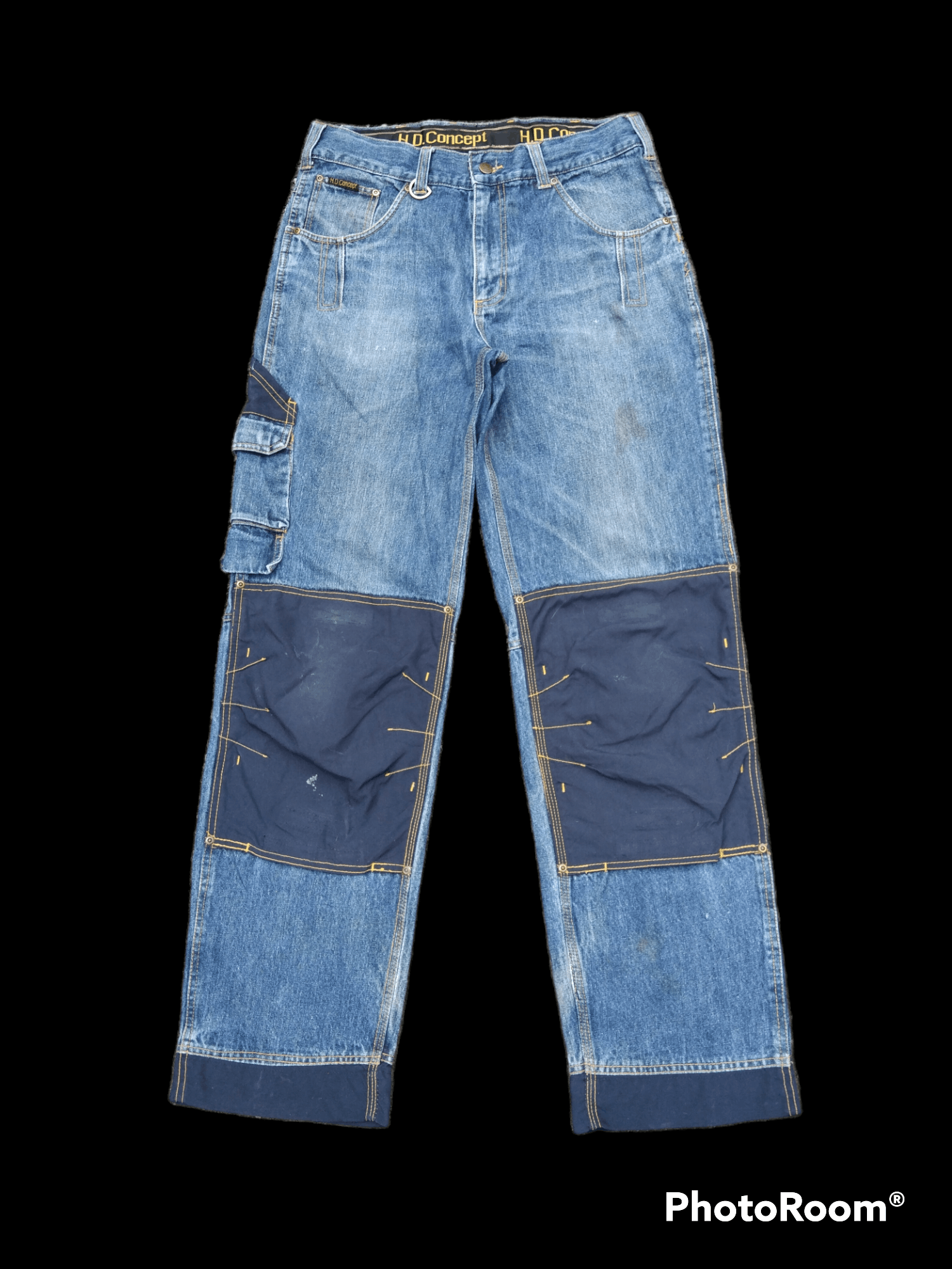 Japanese Brand DiSTRESSED DOUBLE KNEE H.D CONCEPT WORKERS PANTS Size US 32 / EU 48 - 1 Thumbnail