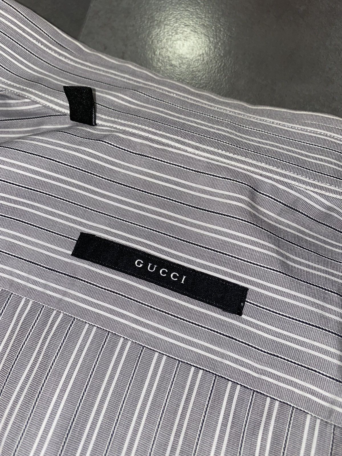 Gucci Gucci Gray Striped Button Up Shirt Size US L / EU 52-54 / 3 - 12 Thumbnail