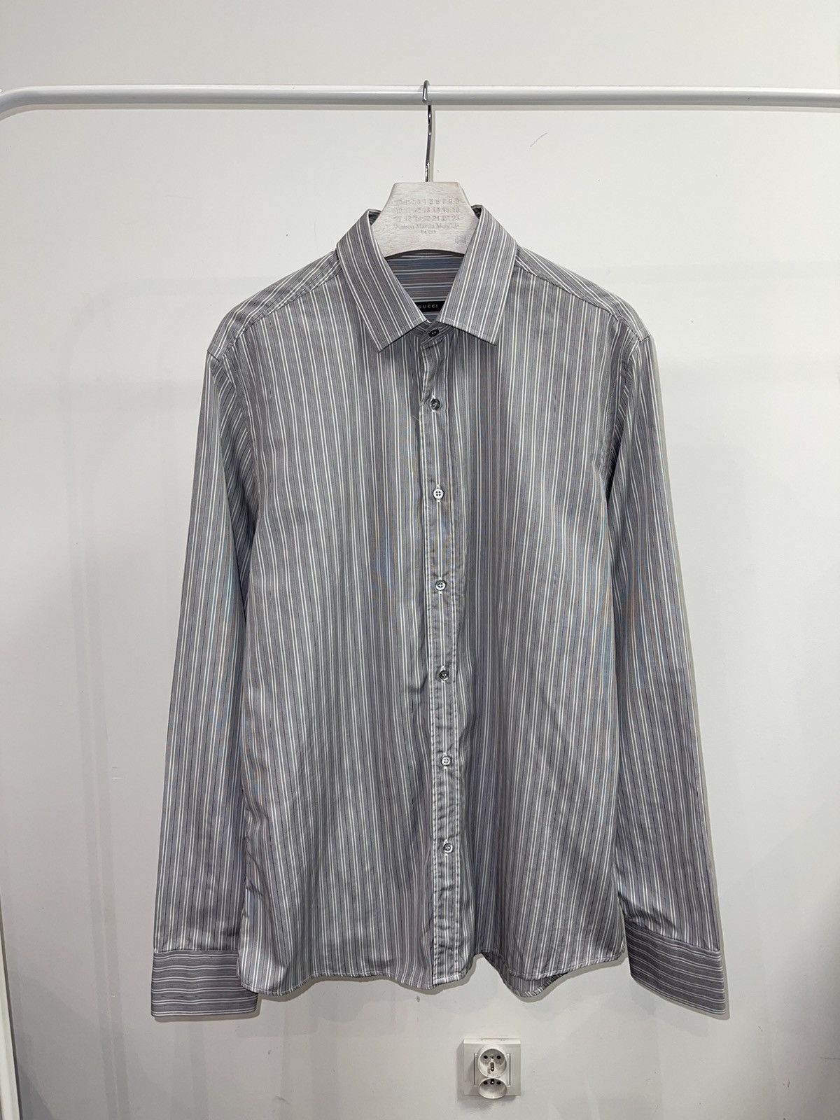Gucci Gucci Gray Striped Button Up Shirt Size US L / EU 52-54 / 3 - 1 Thumbnail