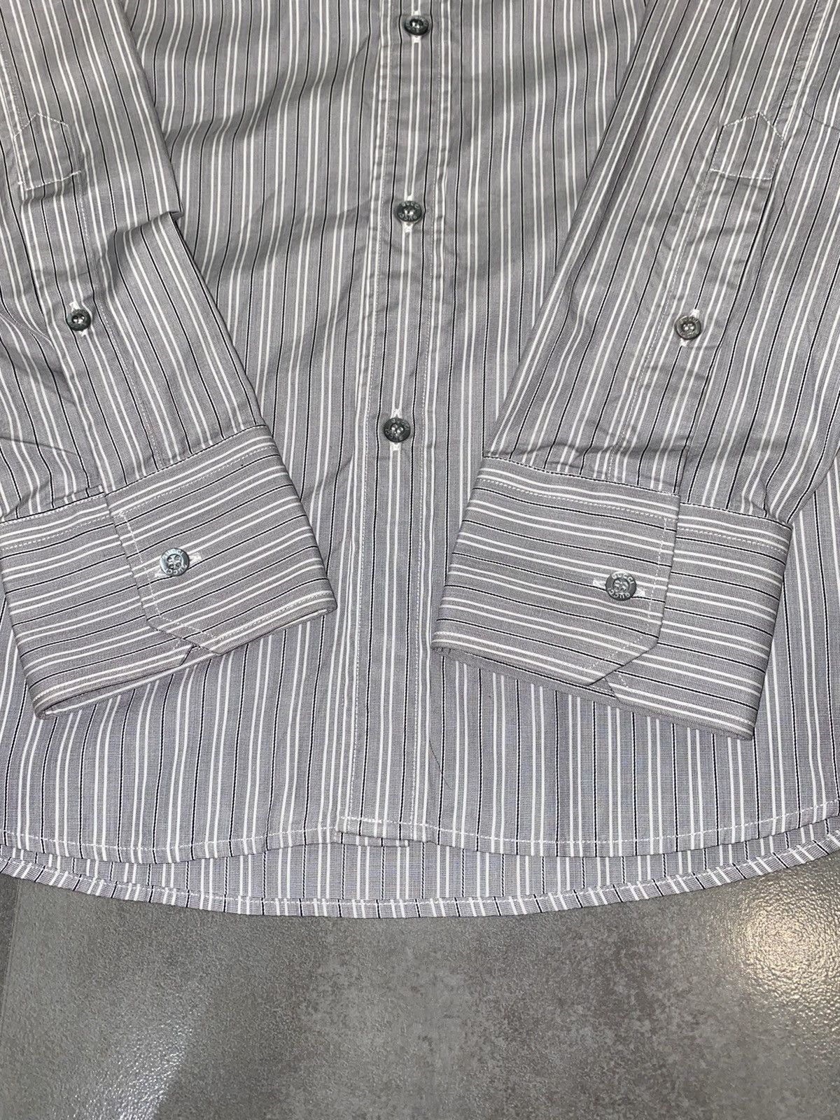 Gucci Gucci Gray Striped Button Up Shirt Size US L / EU 52-54 / 3 - 10 Thumbnail