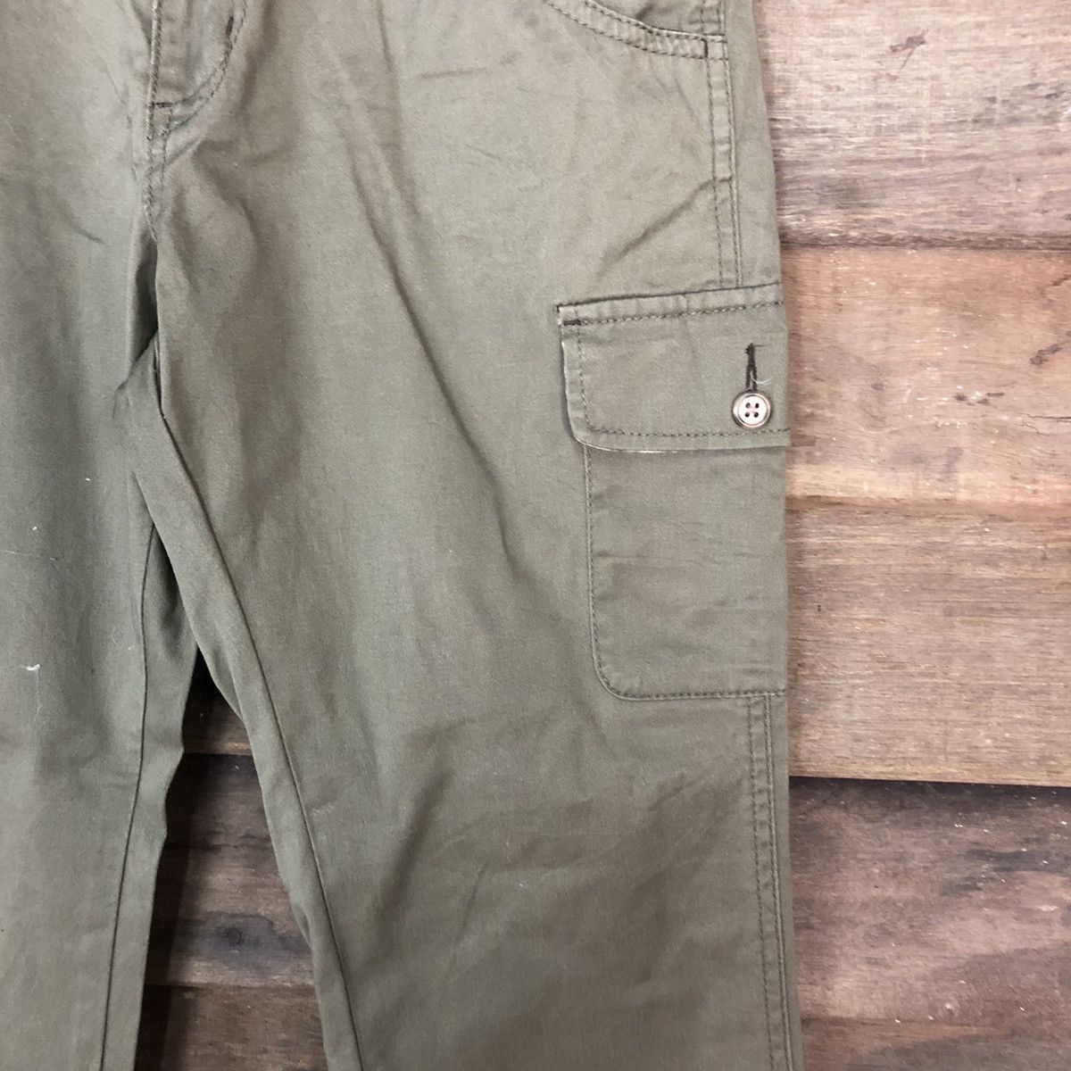 Japanese Brand DLL Japanese Green cropped Cargo Multipocket Pants #1493 Size 28" / US 6 / IT 42 - 7 Thumbnail