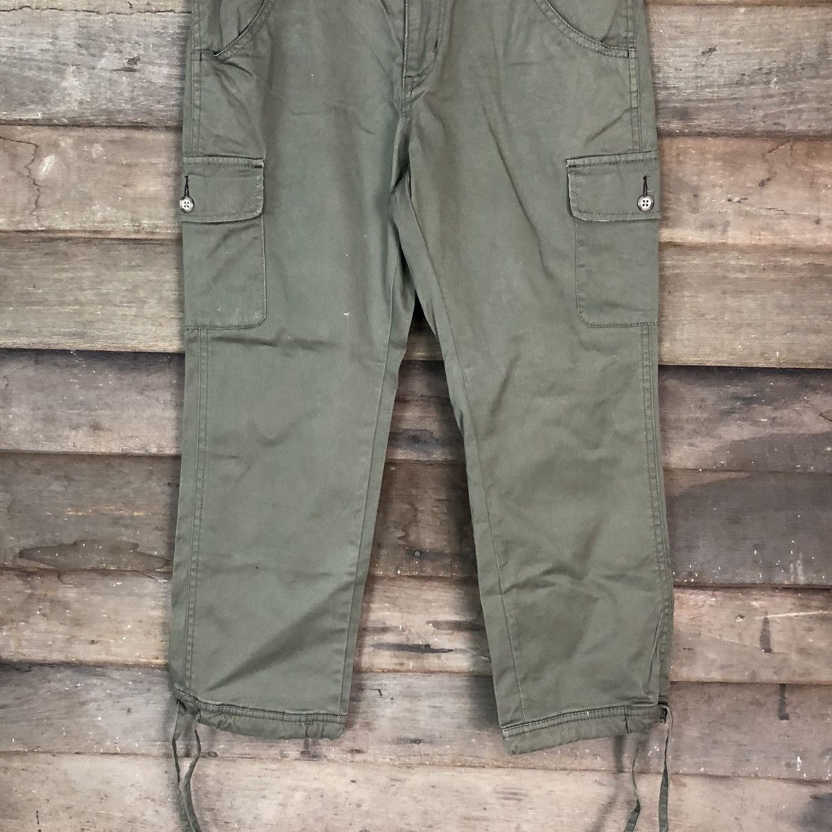 Japanese Brand DLL Japanese Green cropped Cargo Multipocket Pants #1493 Size 28" / US 6 / IT 42 - 3 Thumbnail