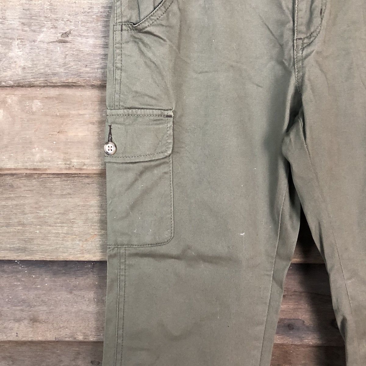 Japanese Brand DLL Japanese Green cropped Cargo Multipocket Pants #1493 Size 28" / US 6 / IT 42 - 6 Thumbnail