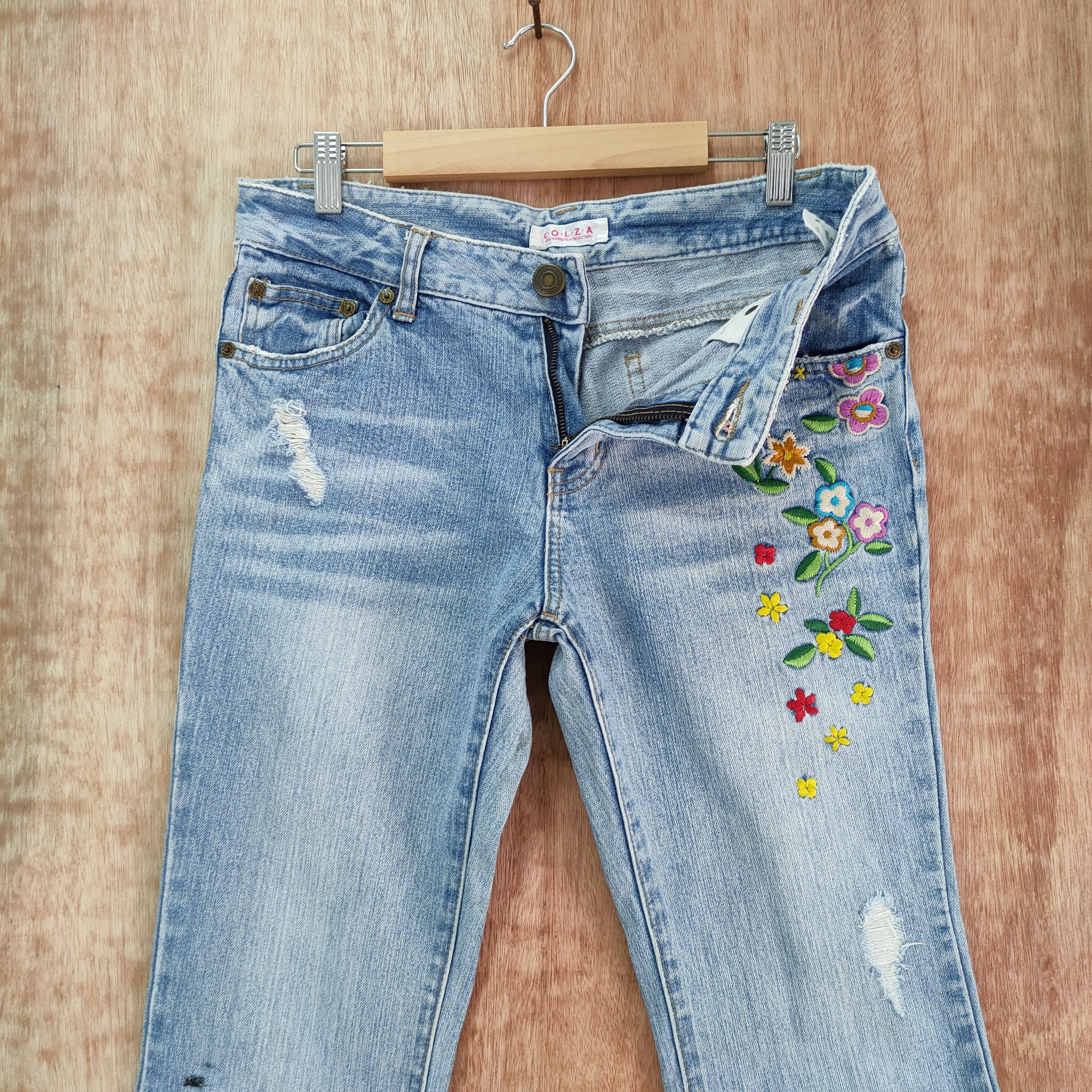 Japanese Brand GOLZA FLOWER FLARE DENIM JEANS PANTS Size US 30 / EU 46 - 2 Thumbnail