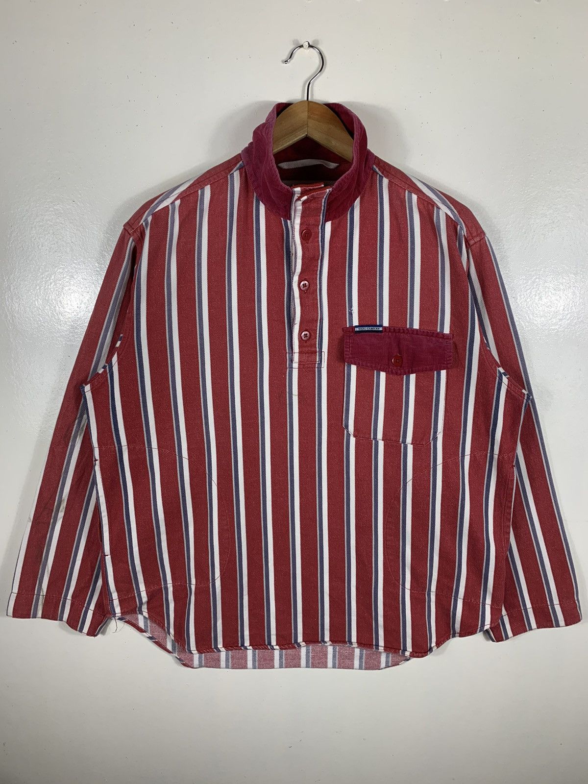 image of Nigel Cabourn x Vintage Japanese Nigel Carbourn Half Button Long Sleeve in Red, Men's (Size XL)