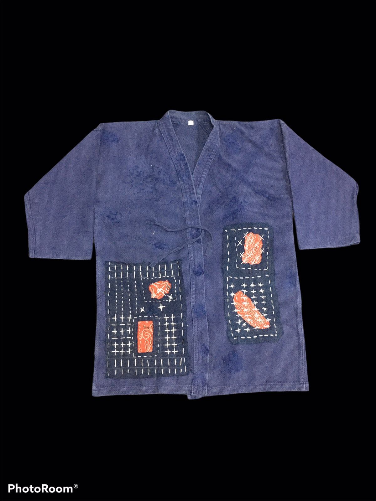 image of Kimono Japan Dragon Indigo Dyed Sashiko Boro Noragi Inspired Visvim, Men's (Size XL)