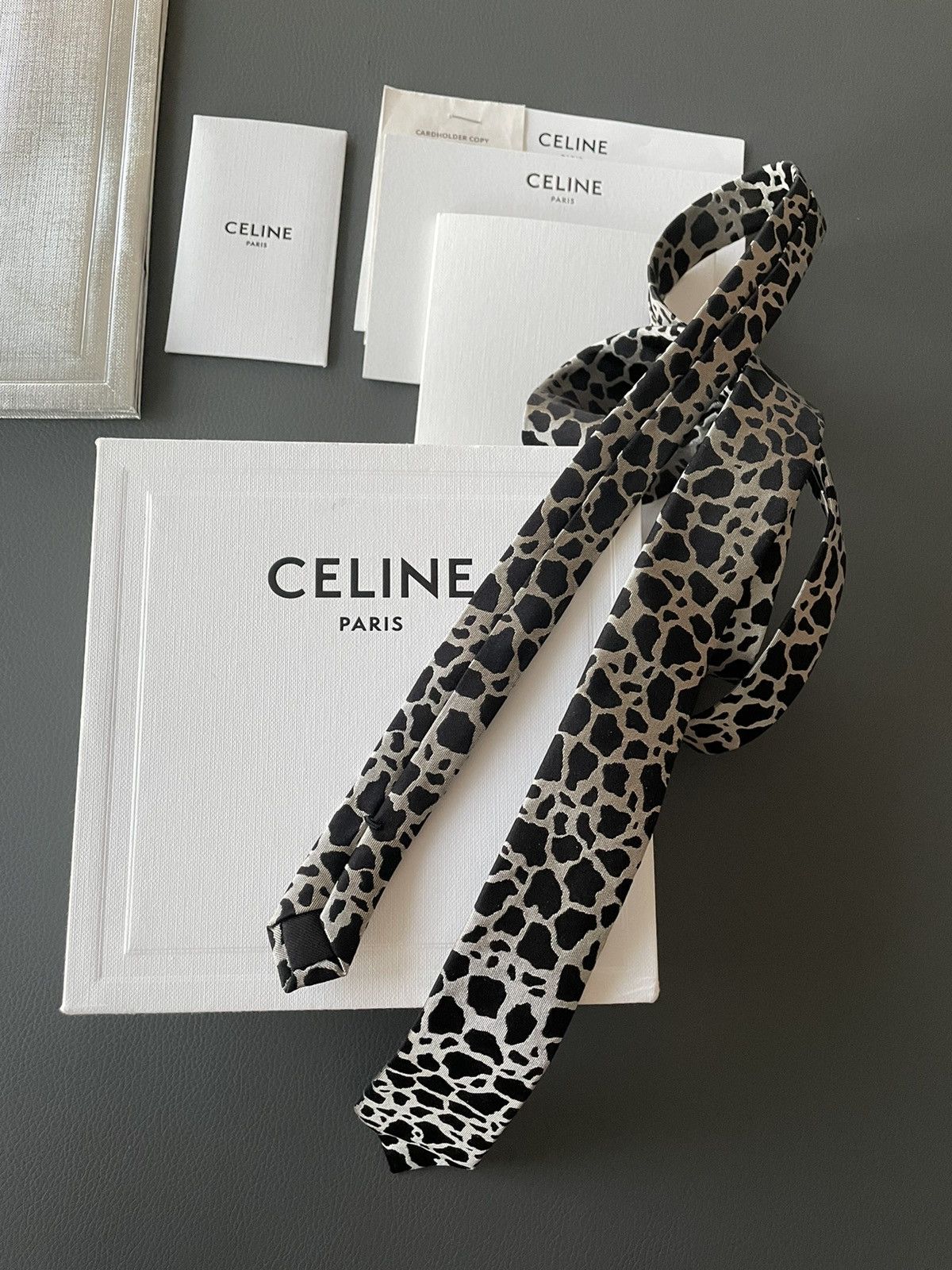 Celine × Hedi Slimane Rare Super Runway Brand New Silk Tie Limited Edition Size ONE SIZE - 3 Thumbnail