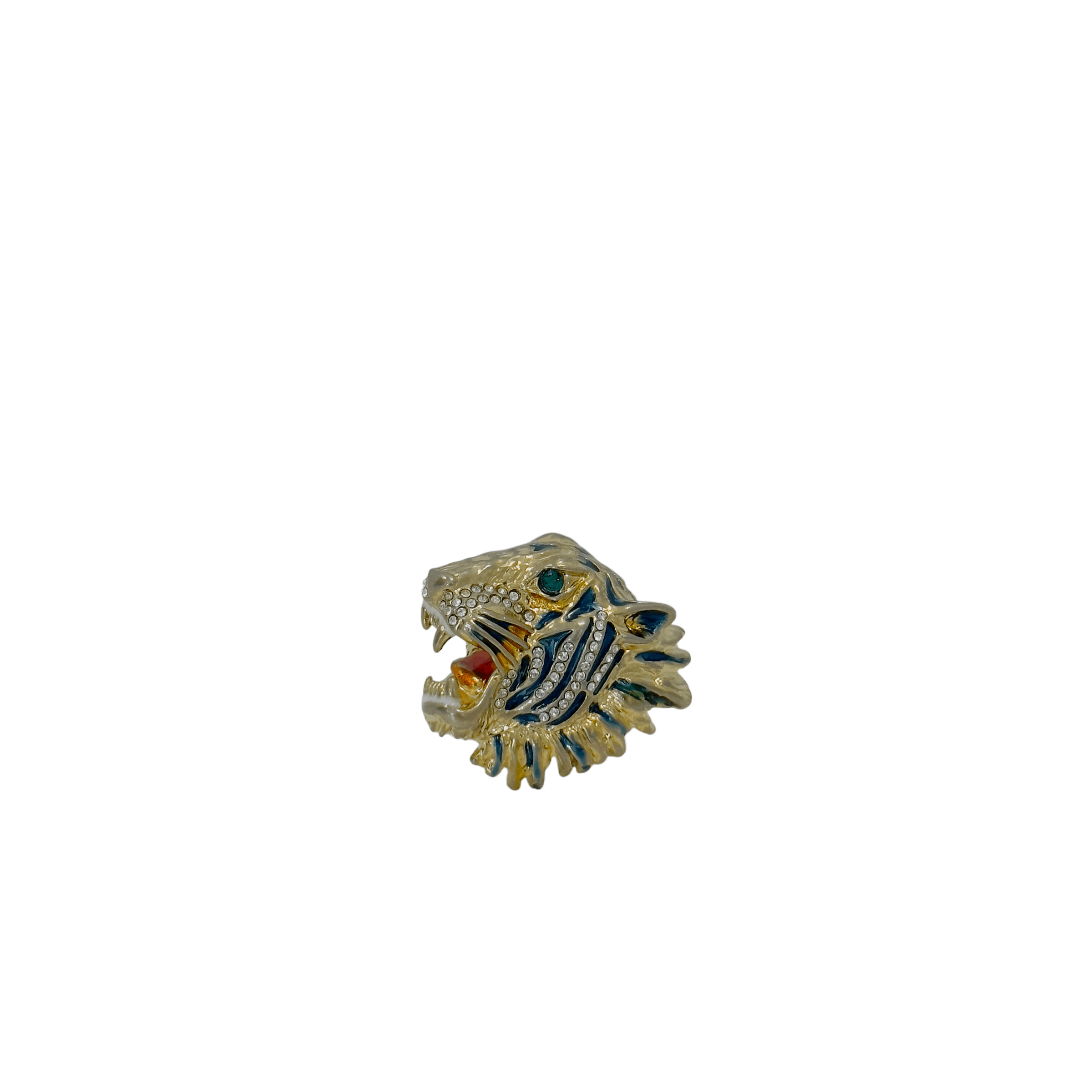 Pre-owned Gucci Gold Bronze Rajah Tiger Head Ring