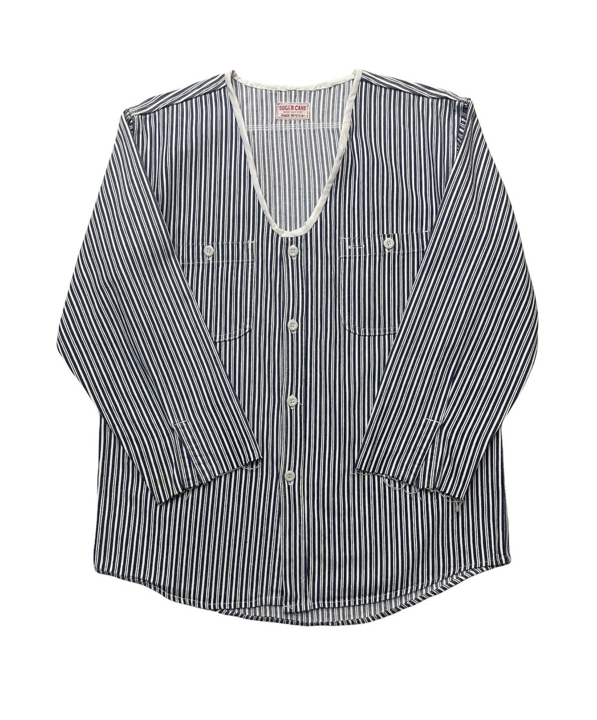 image of Sugar Cane Hickory Stripe Worker Shirts, Men's (Size Medium)