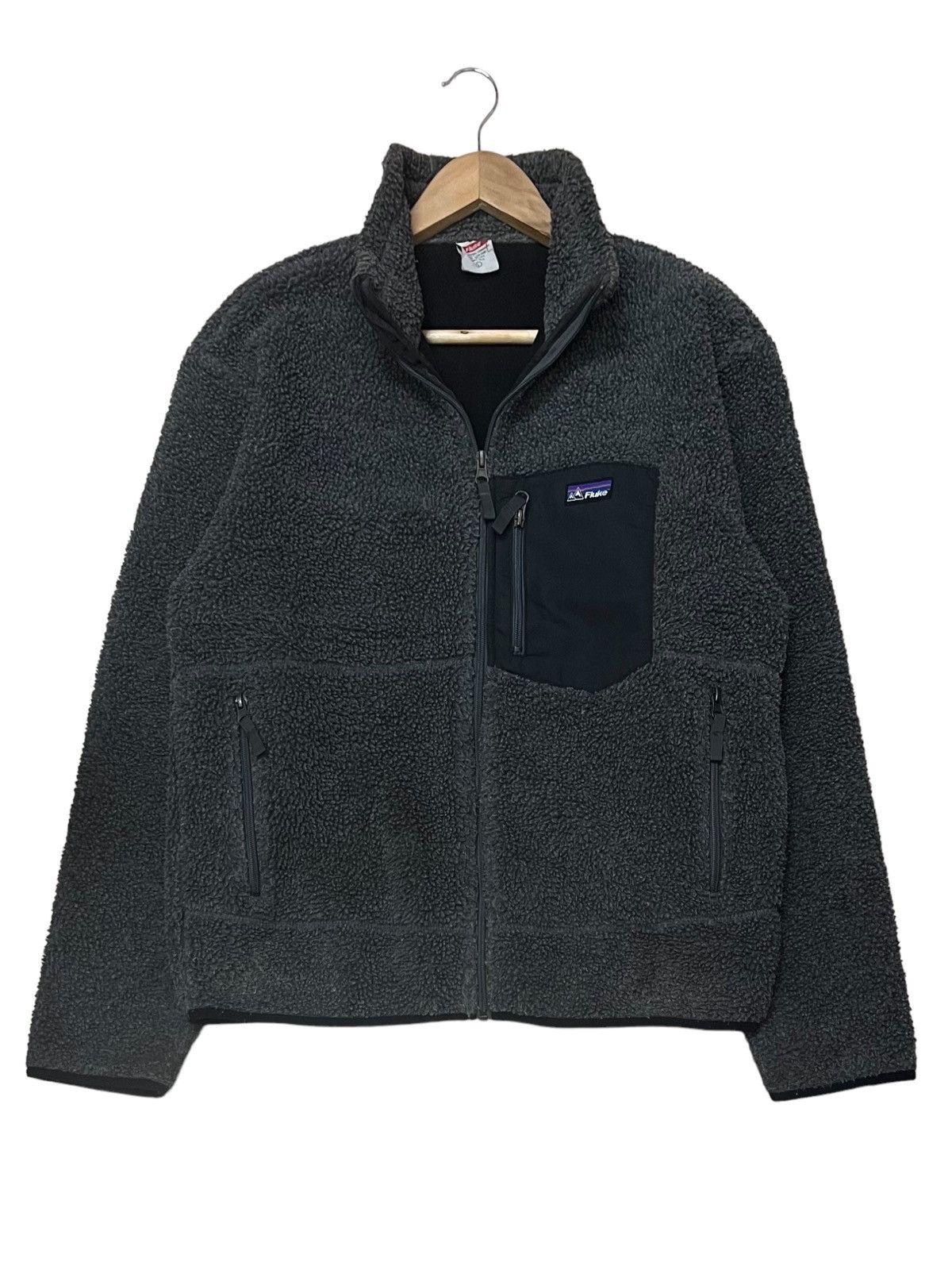 image of Archival Clothing Fluke Light Fleece Jacket Single Pocket Inspired Patagonia in Grey (Size Medium)