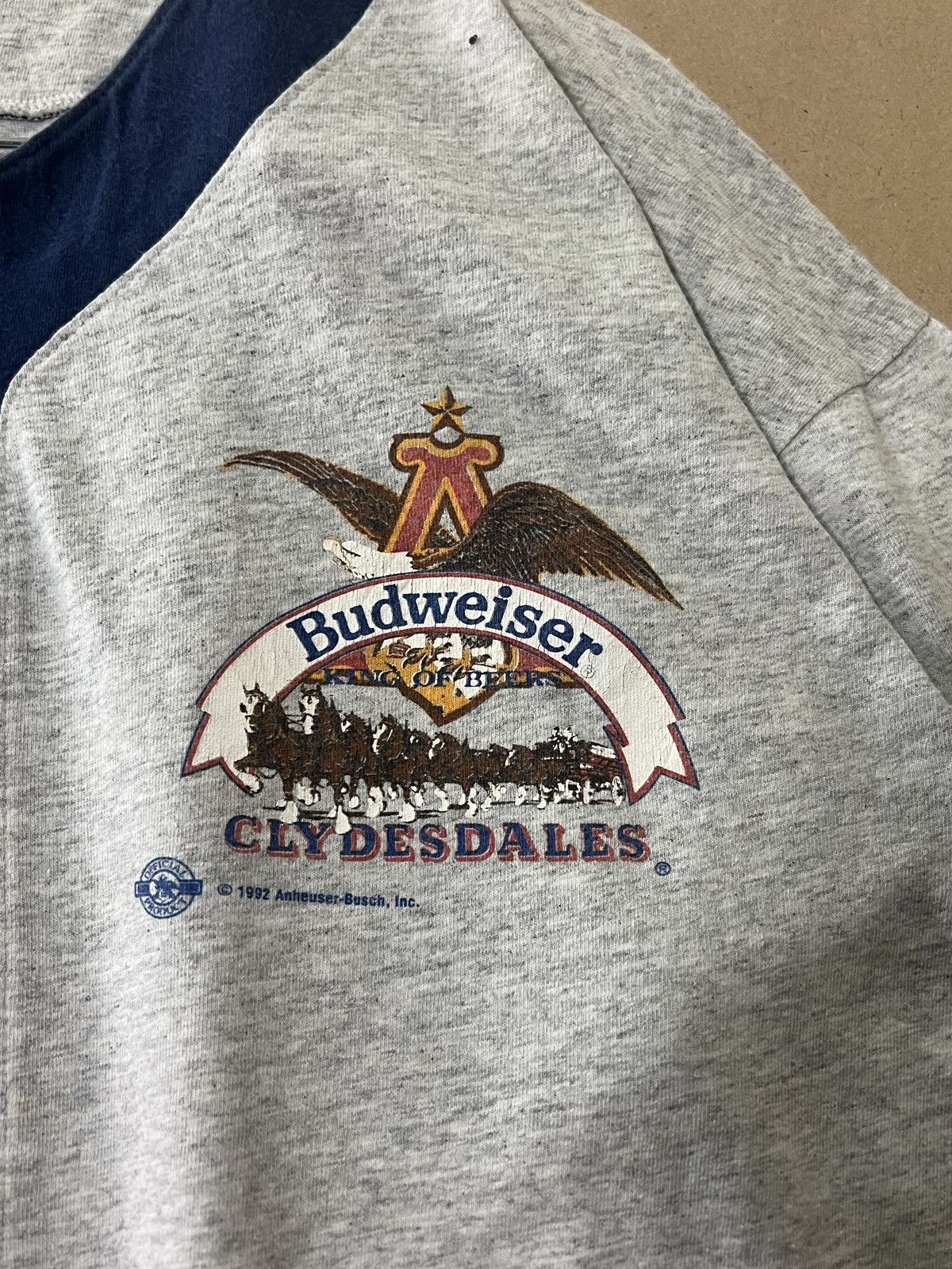 Budweiser × Cowboy Equipment VINTAGE 90s GREY BUDWEISER COWBOYS RAGLAN Size US M / EU 48-50 / 2 - 7 Thumbnail