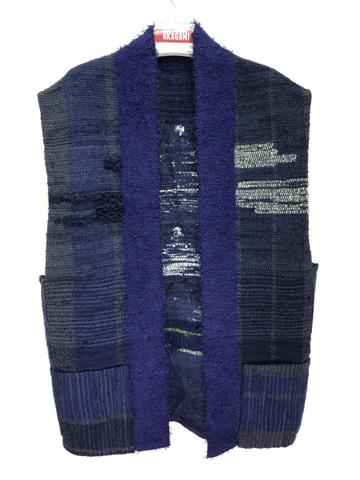 Art Comes First 🎇Hand Woven Vest Indigo Blue Patchwork Boro Sashiko Size US M / EU 48-50 / 2 - 2 Thumbnail