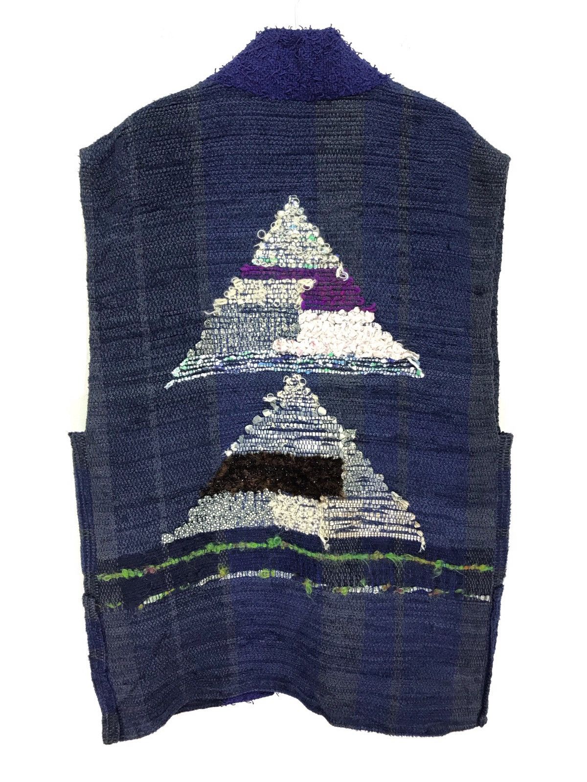 Art Comes First 🎇Hand Woven Vest Indigo Blue Patchwork Boro Sashiko Size US M / EU 48-50 / 2 - 1 Thumbnail