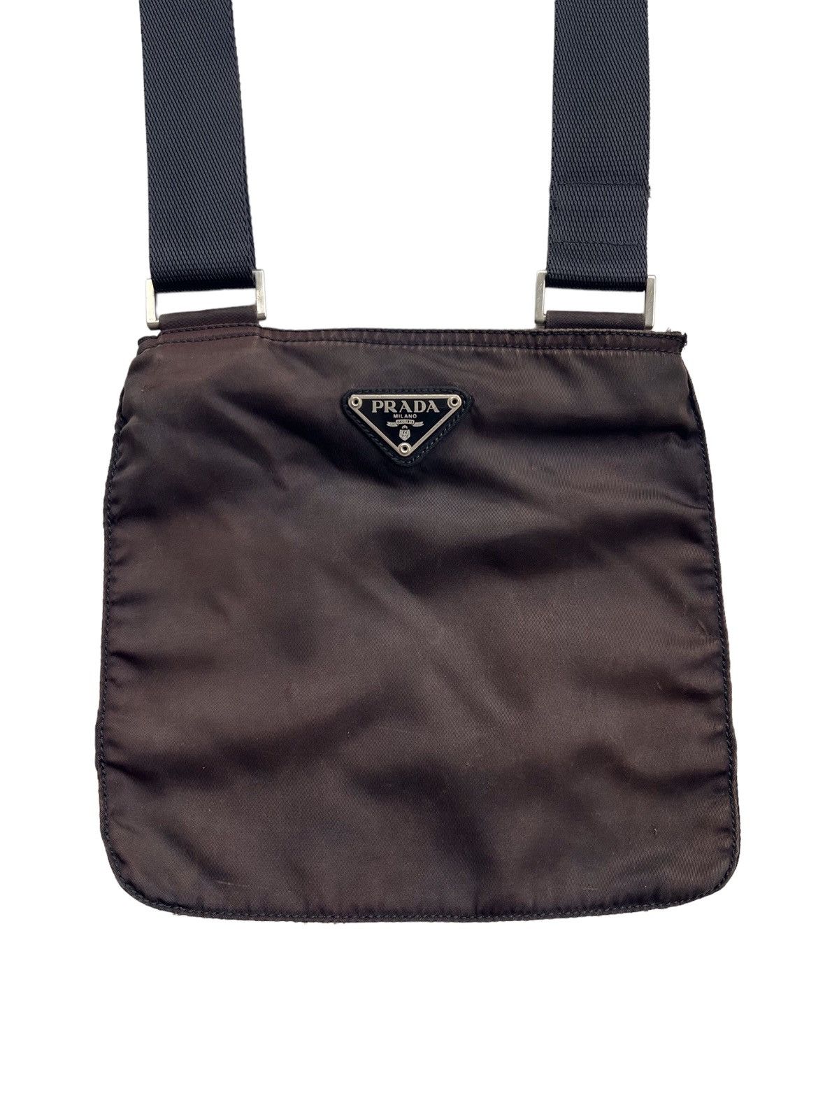 image of Authentic Prada Nylon Crossbody Bag Two Tone Colour in Brown, Men's