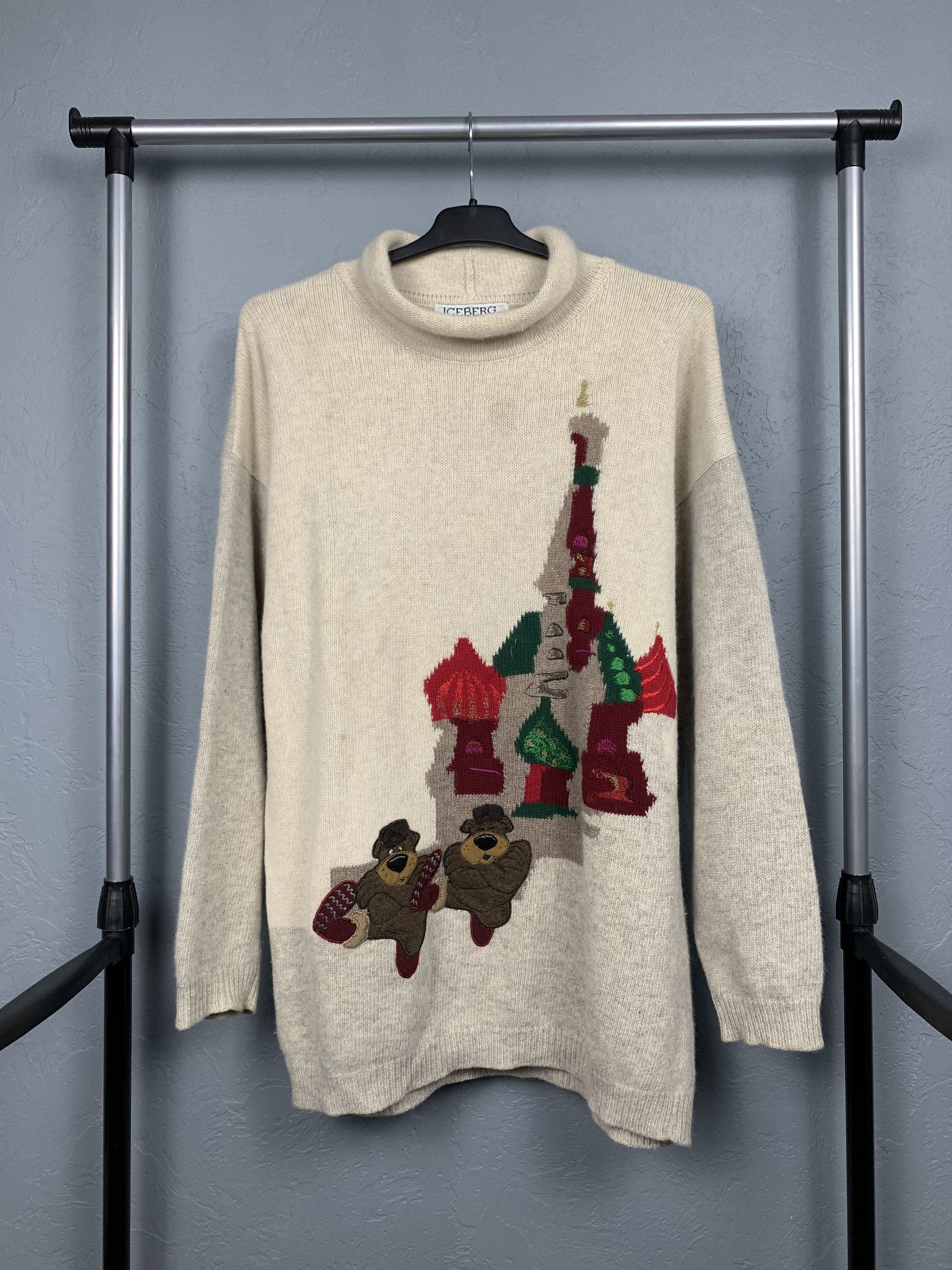 Iceberg Soviet Union Iceberg Vintage Mens Wool Knit Sweater RARE Size US L / EU 52-54 / 3 - 1 Thumbnail
