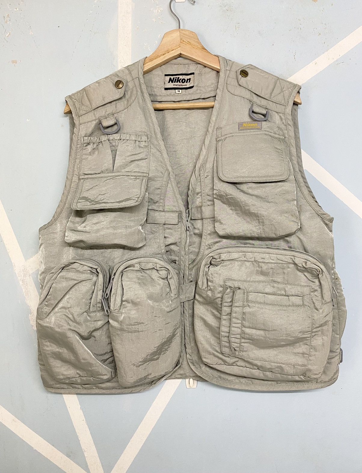 Vintage Nikon Camera Japan Multi Pocket Parachute Cargo Vest