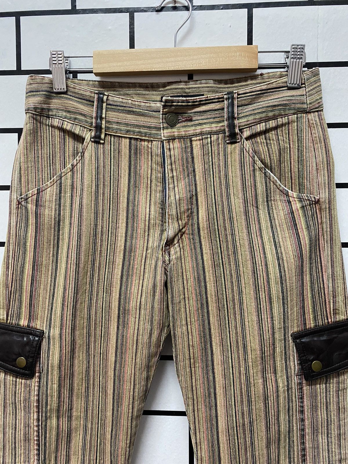 Designer × Japanese Brand Japan Designer Mixt Cargo Striped Flared Pants Size US 28 / EU 44 - 8 Thumbnail