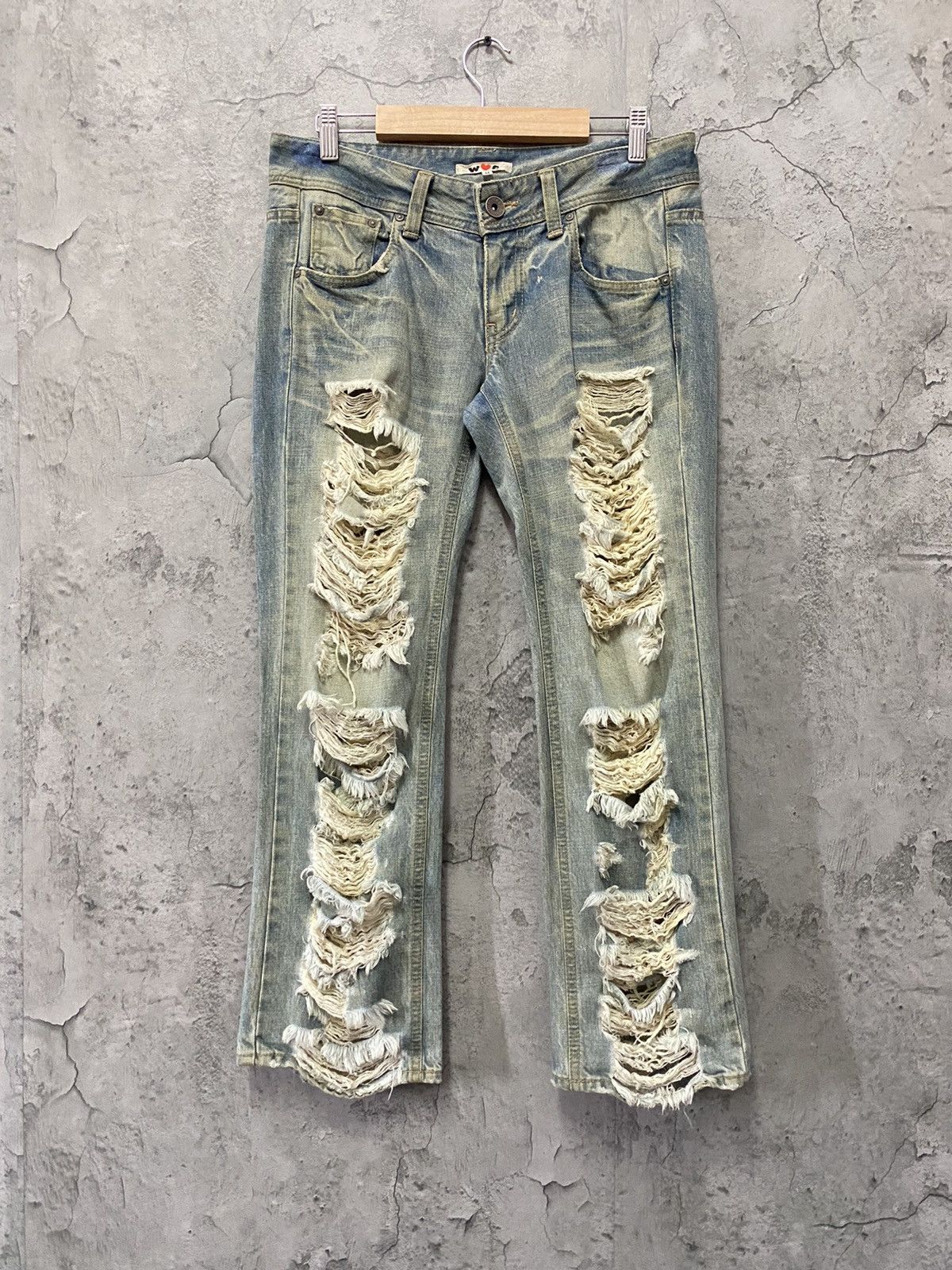 Japanese Brand W♥️C Trashed Distressed Mummy Denim Pants Size US 30 / EU 46 - 1 Thumbnail
