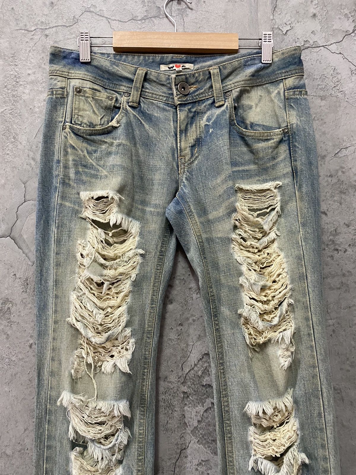 Japanese Brand W♥️C Trashed Distressed Mummy Denim Pants Size US 30 / EU 46 - 4 Thumbnail