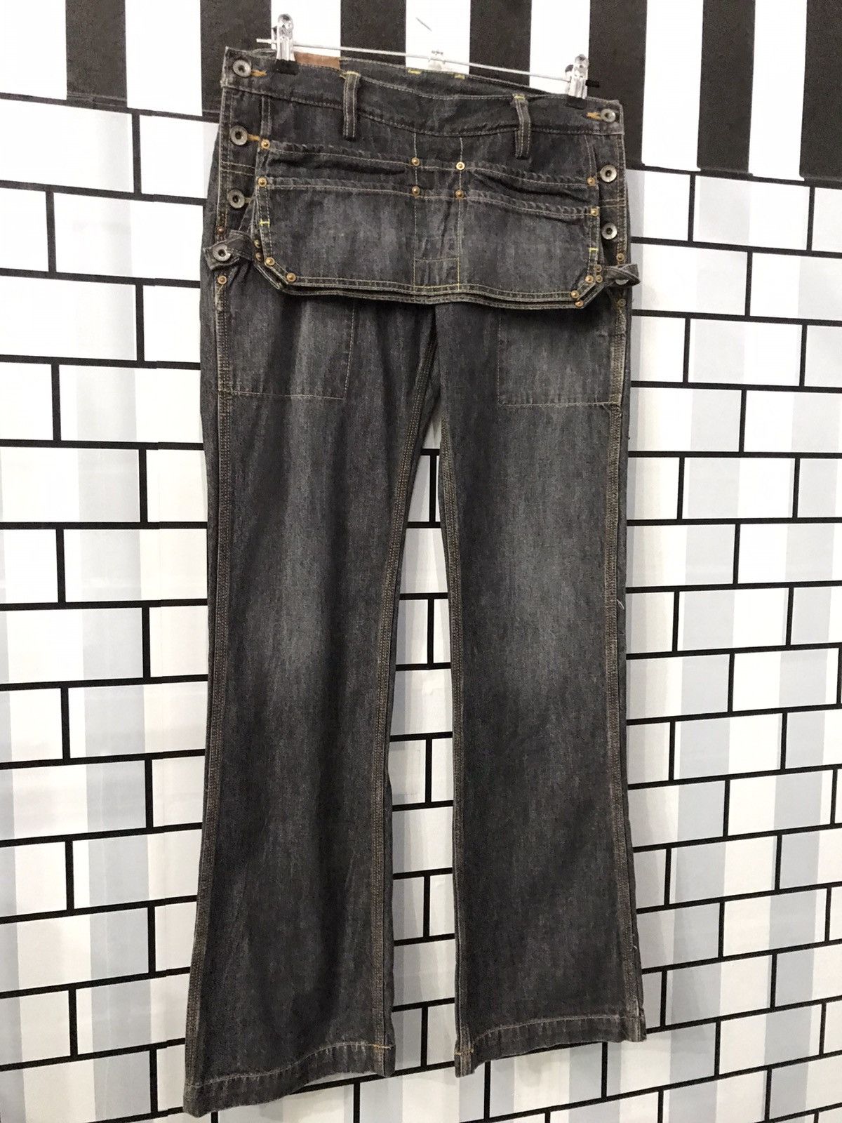 Japanese Brand × Vintage branch dept japan carpenter workwear flared denim pants Size US 29 - 3 Thumbnail
