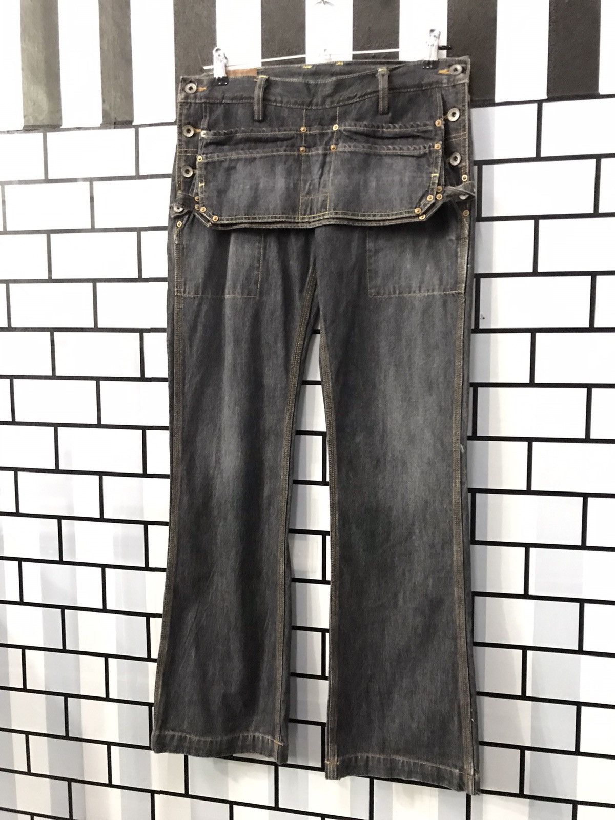 Japanese Brand × Vintage branch dept japan carpenter workwear flared denim pants Size US 29 - 2 Thumbnail