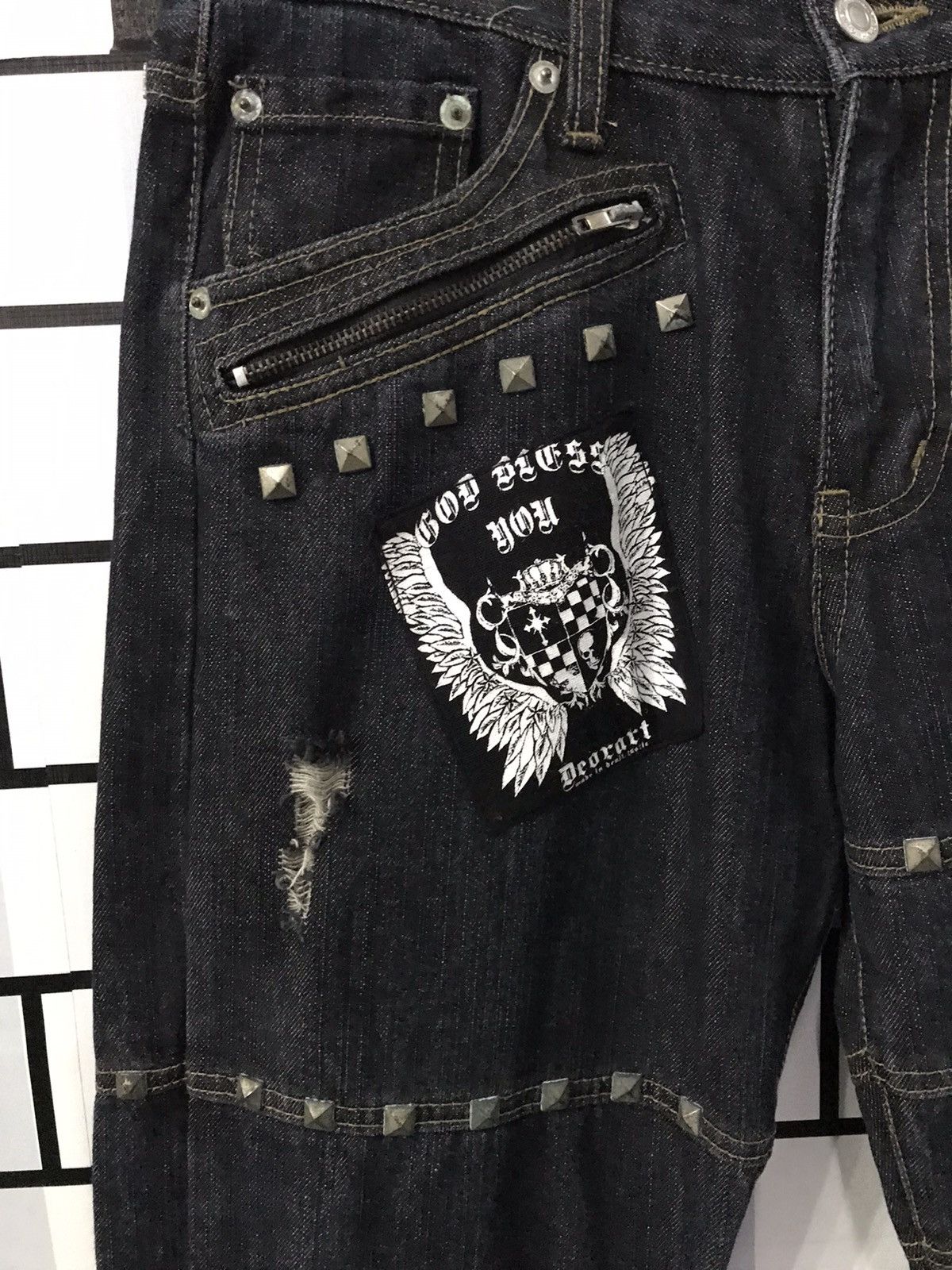 Beauty Beast × Japanese Brand Deorart Japan Seditionaries Hagi Studs Cross Denim Pants Size US 30 / EU 46 - 8 Thumbnail