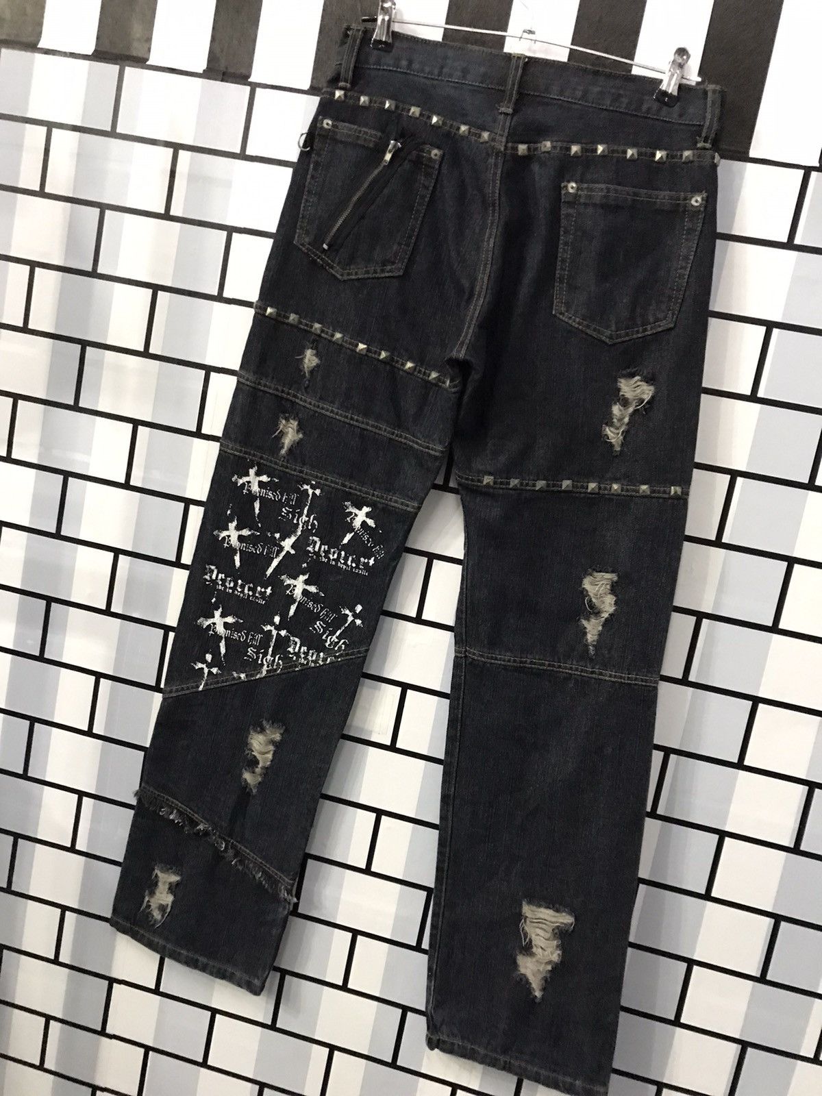 Beauty Beast × Japanese Brand Deorart Japan Seditionaries Hagi Studs Cross Denim Pants Size US 30 / EU 46 - 10 Thumbnail