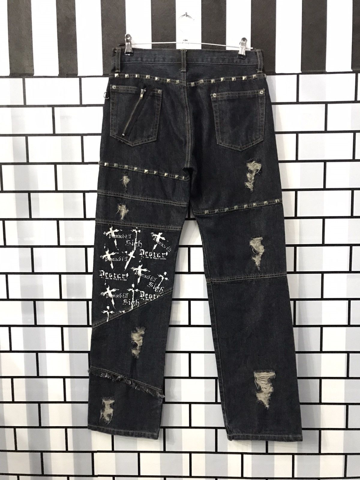 Beauty Beast × Japanese Brand Deorart Japan Seditionaries Hagi Studs Cross Denim Pants Size US 30 / EU 46 - 2 Thumbnail