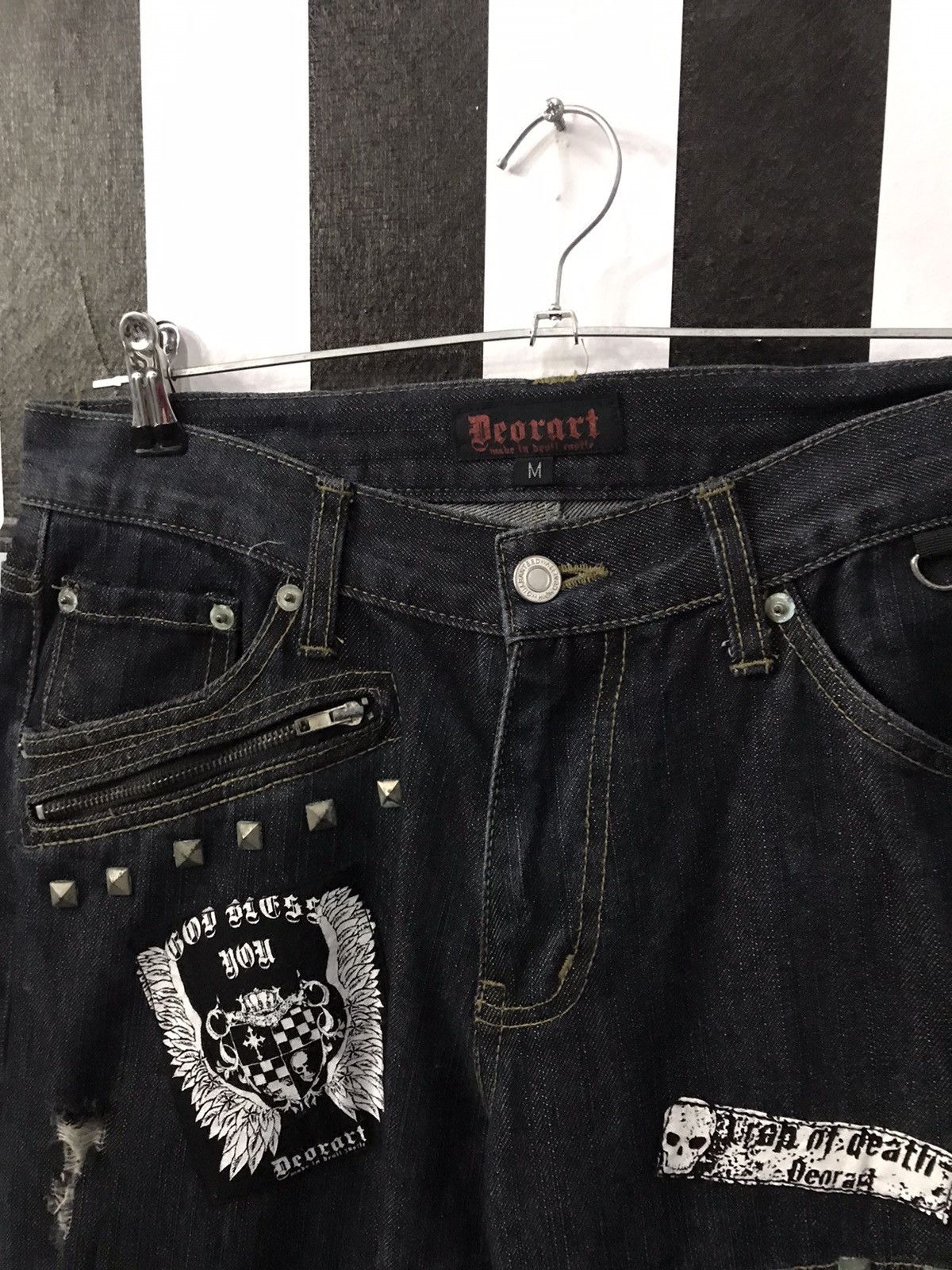 Beauty Beast × Japanese Brand Deorart Japan Seditionaries Hagi Studs Cross Denim Pants Size US 30 / EU 46 - 9 Thumbnail