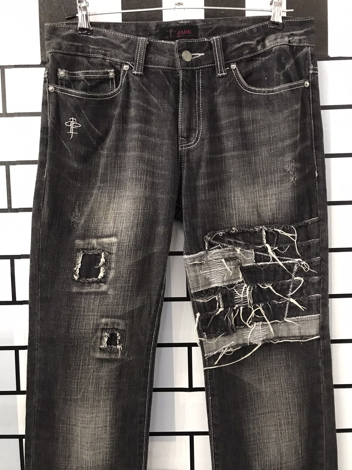 Designer × Japanese Brand Jade Japan Distressed Sashiko Boro Slim Fit Denim Size US 30 / EU 46 - 3 Thumbnail