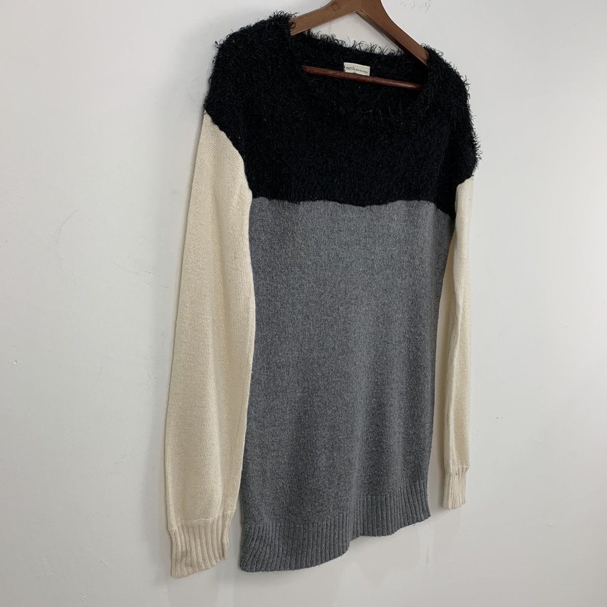 Homespun Knitwear × Japanese Brand 3 Tone Colour Wool Crochet Knitwear Long Sweater Sleepwear Size S / US 4 / IT 40 - 5 Thumbnail