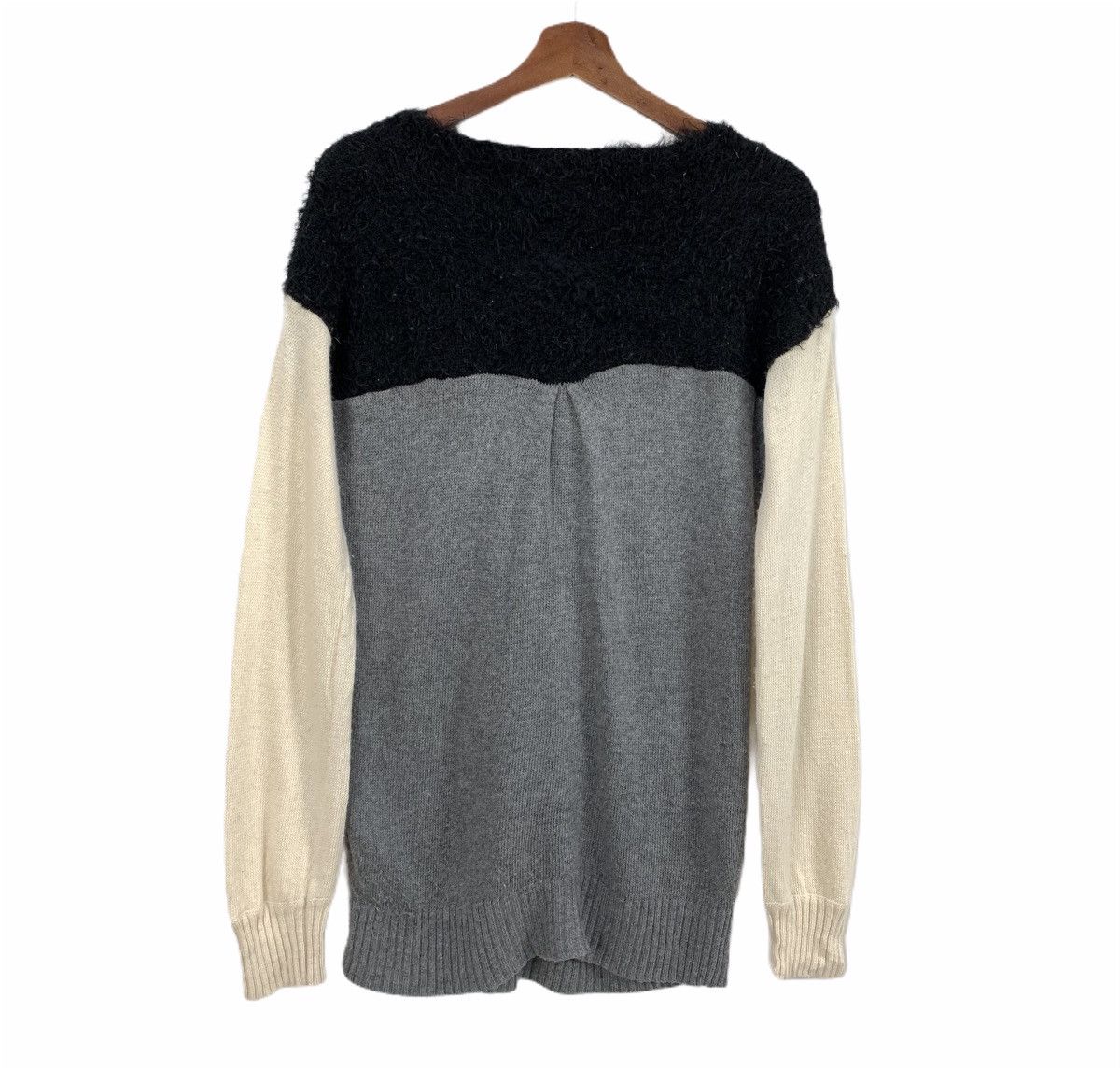 Homespun Knitwear × Japanese Brand 3 Tone Colour Wool Crochet Knitwear Long Sweater Sleepwear Size S / US 4 / IT 40 - 2 Thumbnail