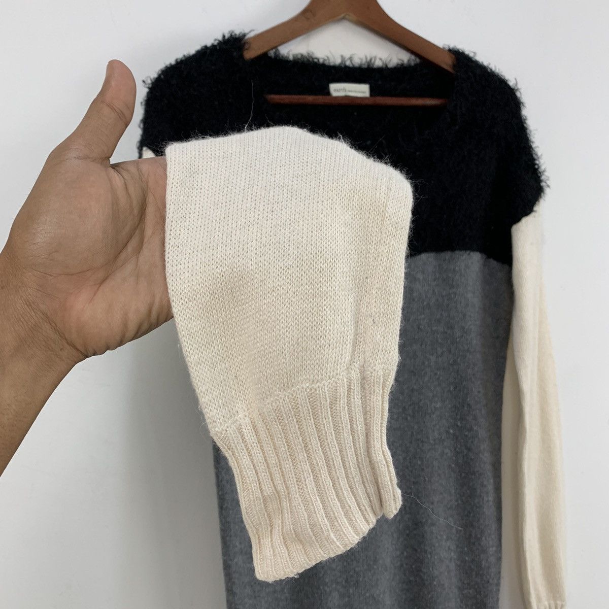 Homespun Knitwear × Japanese Brand 3 Tone Colour Wool Crochet Knitwear Long Sweater Sleepwear Size S / US 4 / IT 40 - 11 Thumbnail