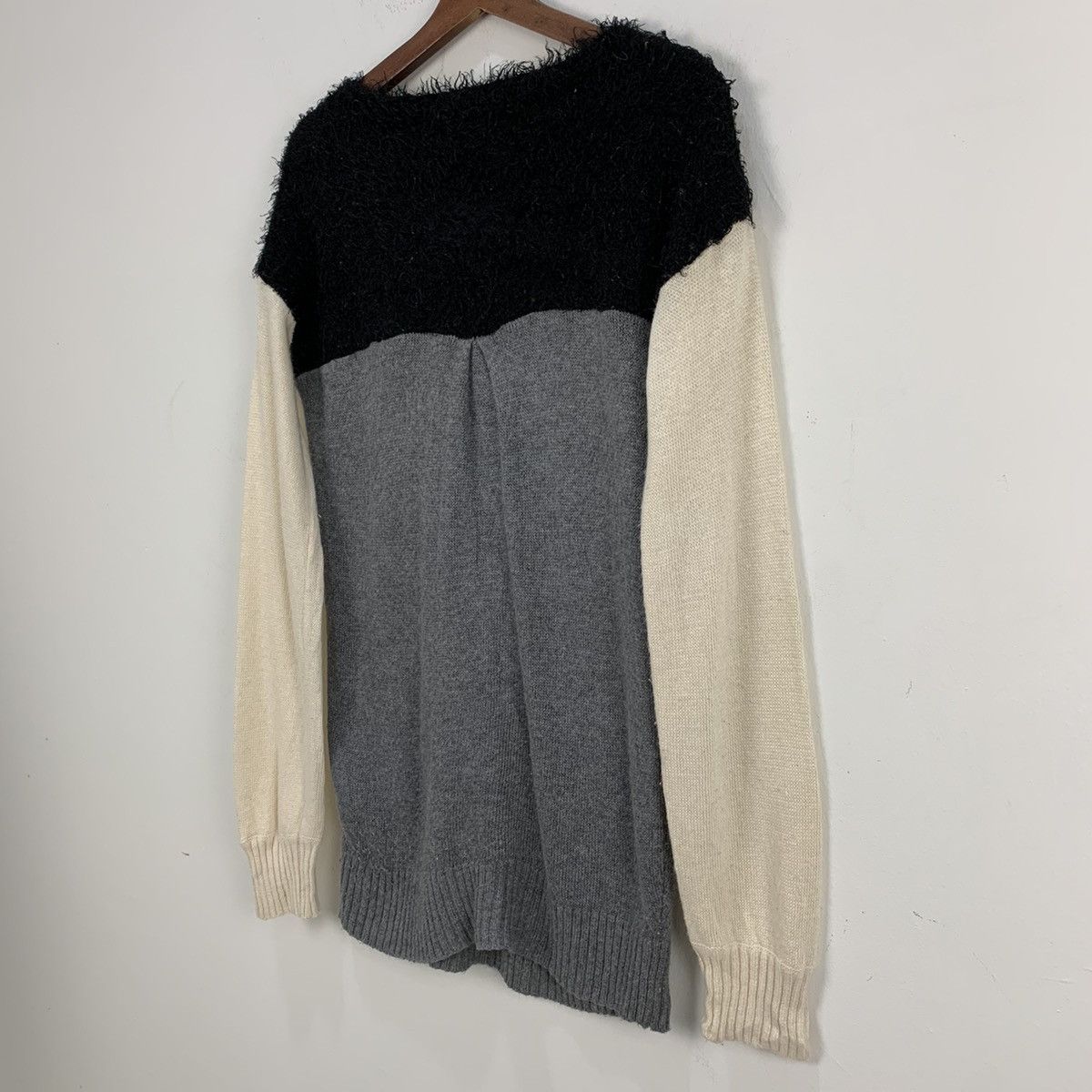 Homespun Knitwear × Japanese Brand 3 Tone Colour Wool Crochet Knitwear Long Sweater Sleepwear Size S / US 4 / IT 40 - 15 Thumbnail