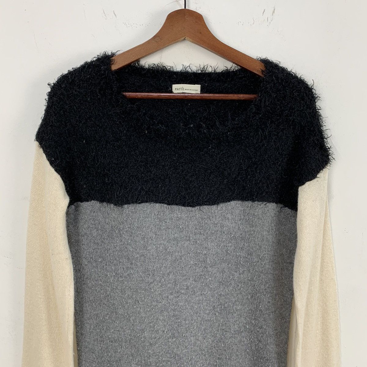 Homespun Knitwear × Japanese Brand 3 Tone Colour Wool Crochet Knitwear Long Sweater Sleepwear Size S / US 4 / IT 40 - 3 Thumbnail